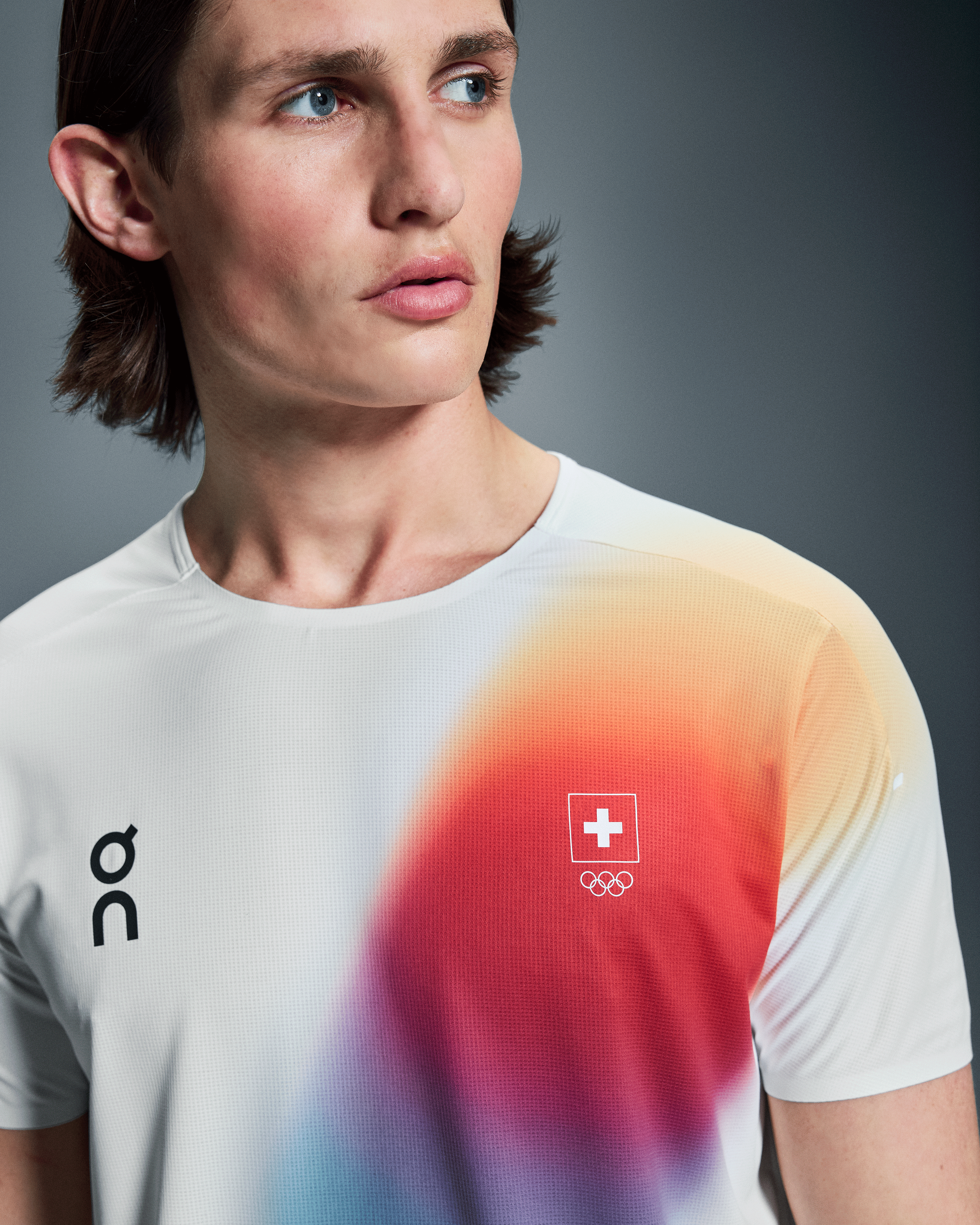 On Swiss Olympic Performance-T Undyed-White Homme Hauts et t-shirts