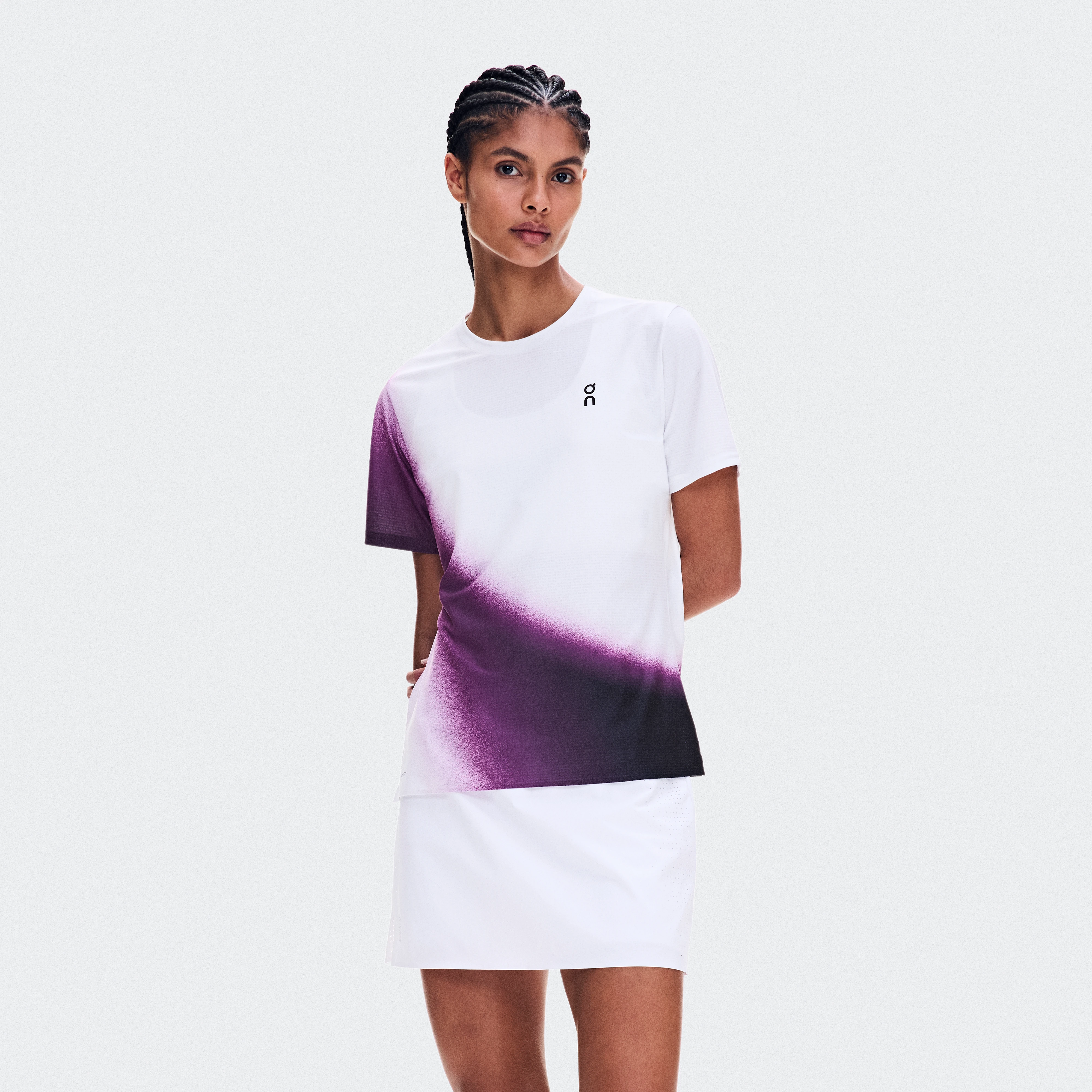 On Court-T Swing White & Cassis Femme – Tennis, sports de raquette Hauts et t-shirts Tennis