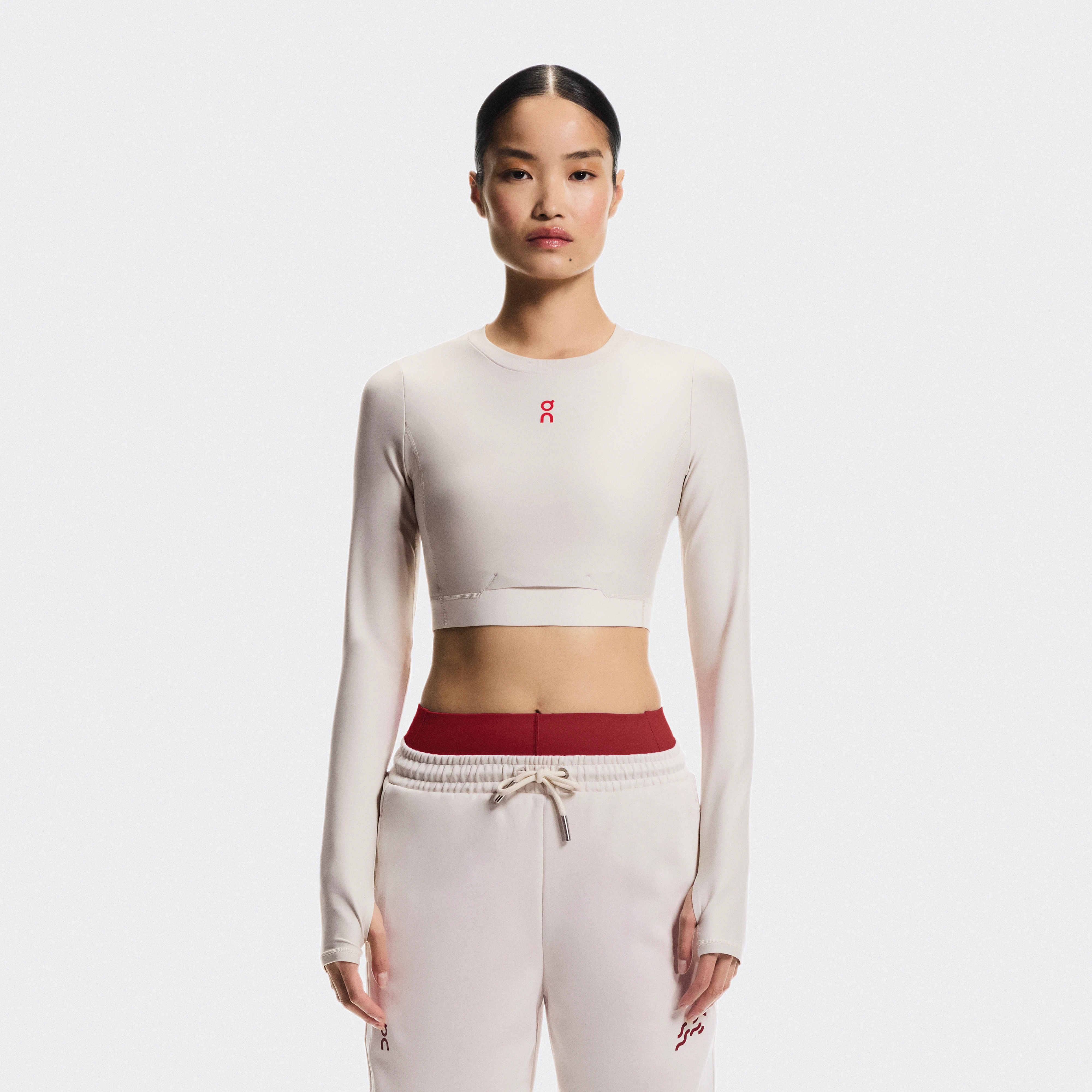 On Train Long Sleeve Crop Year of the Horse Beige Women Women – High-intensity workouts Tops and t-shirts