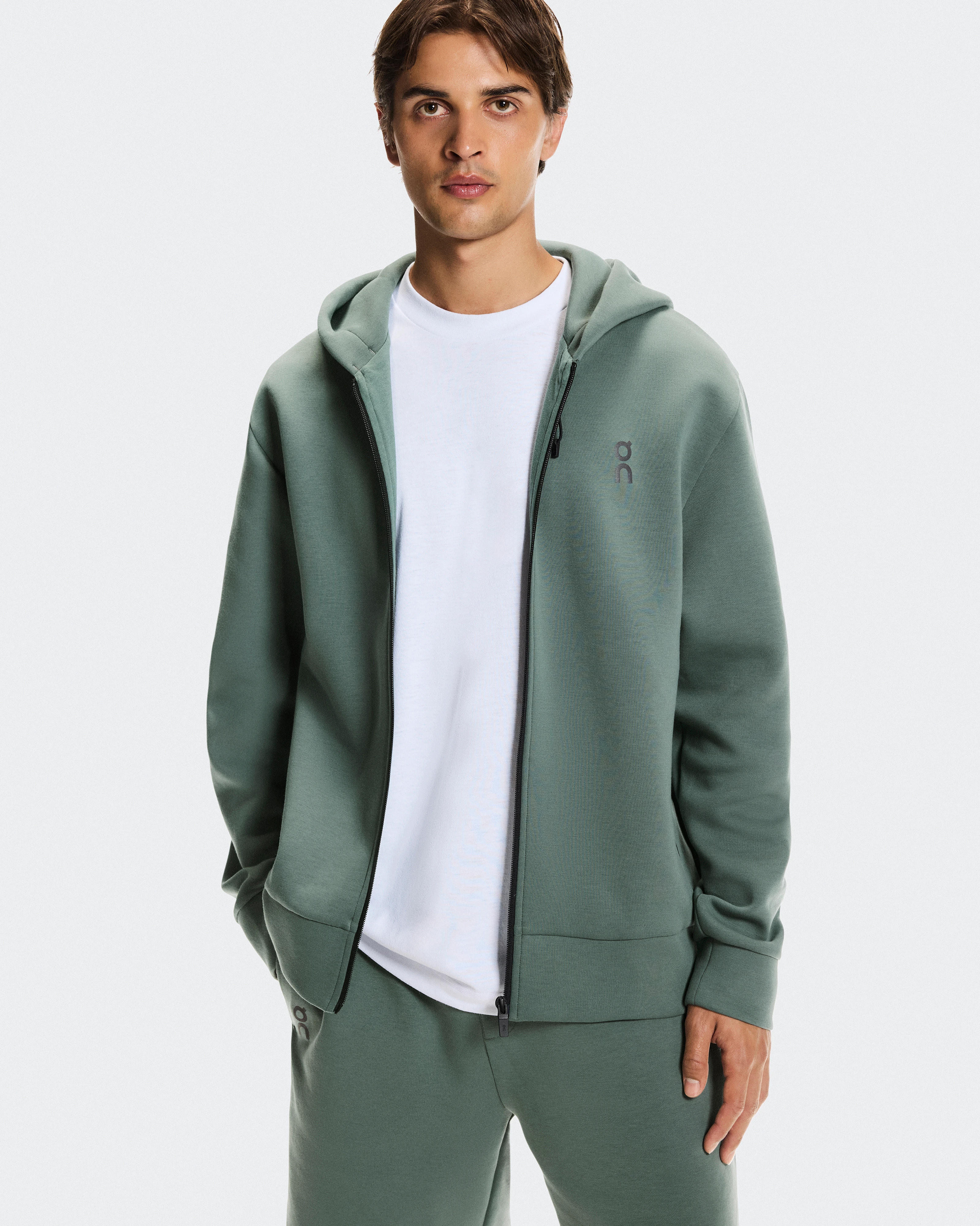 On Focus Tech Zip Hoodie Olive Masculino Moletons