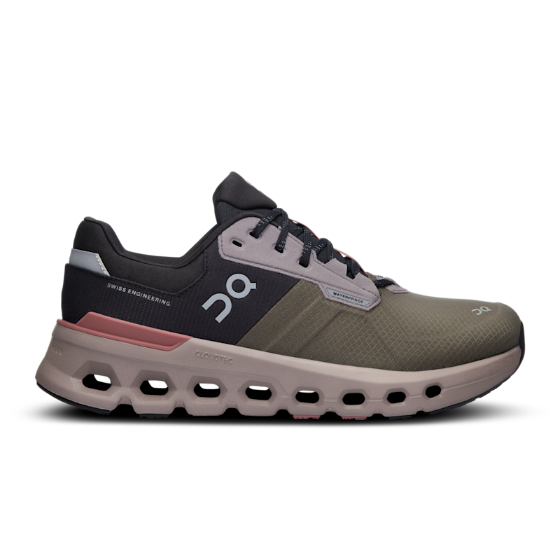 On Women's Cloudrunner 2 Waterproof Road Running Shoe in Olive/Mahogany, Size: 4.5, Recycled Polyester