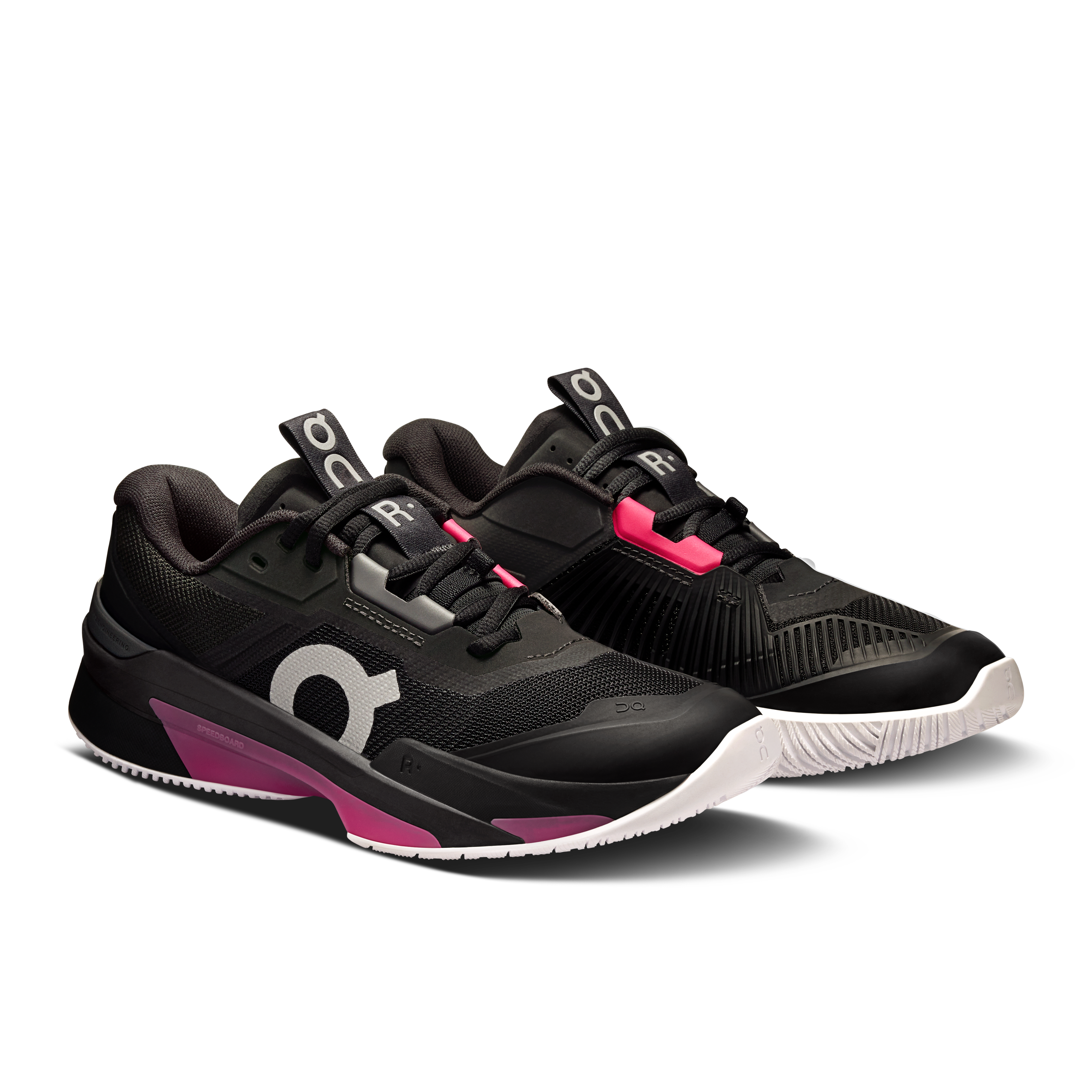 On THE ROGER Pro Fire Black & Pink Women Tennis Shoes