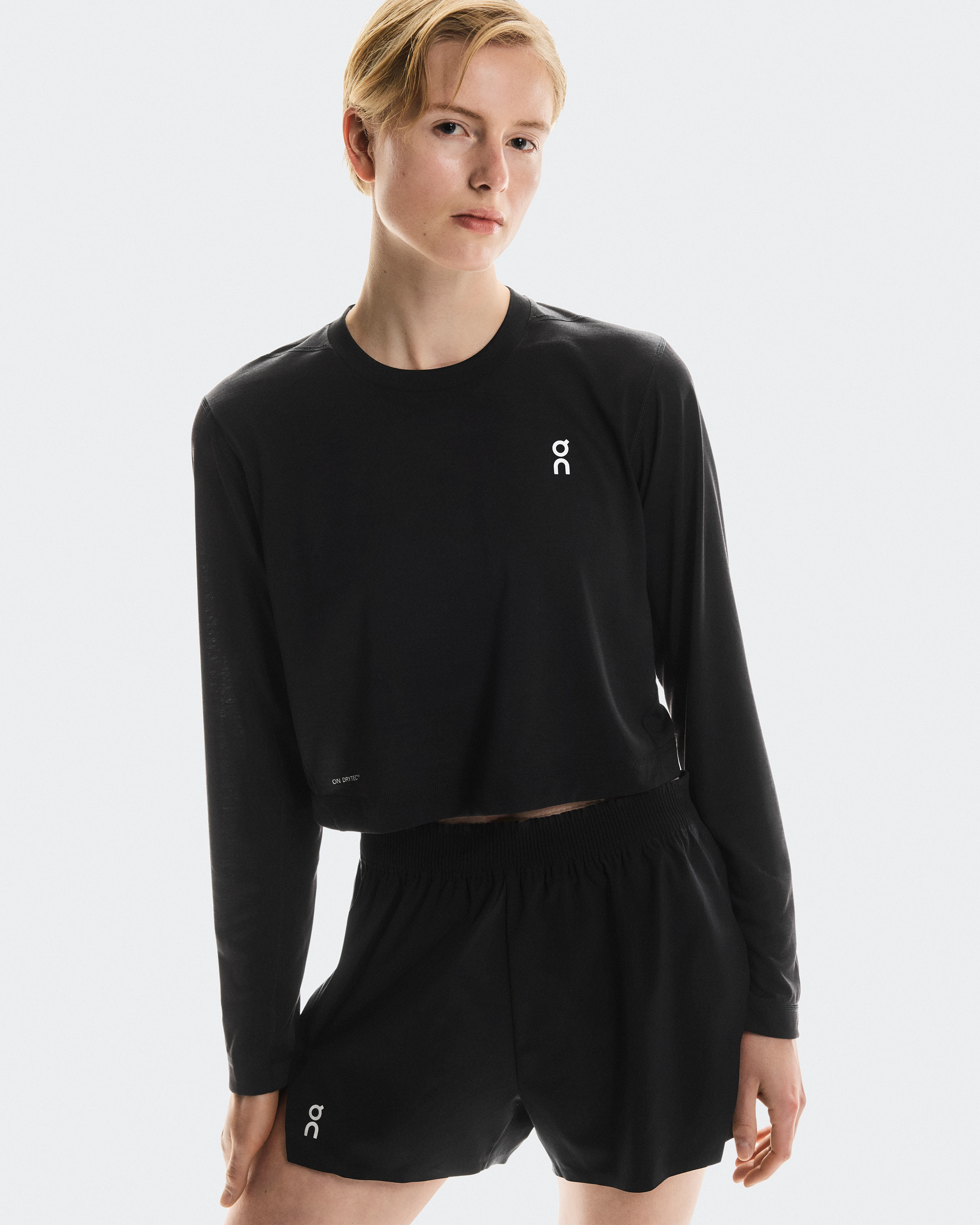 On Train Long-T Crop Graphic Black Women Tops and t-shirts