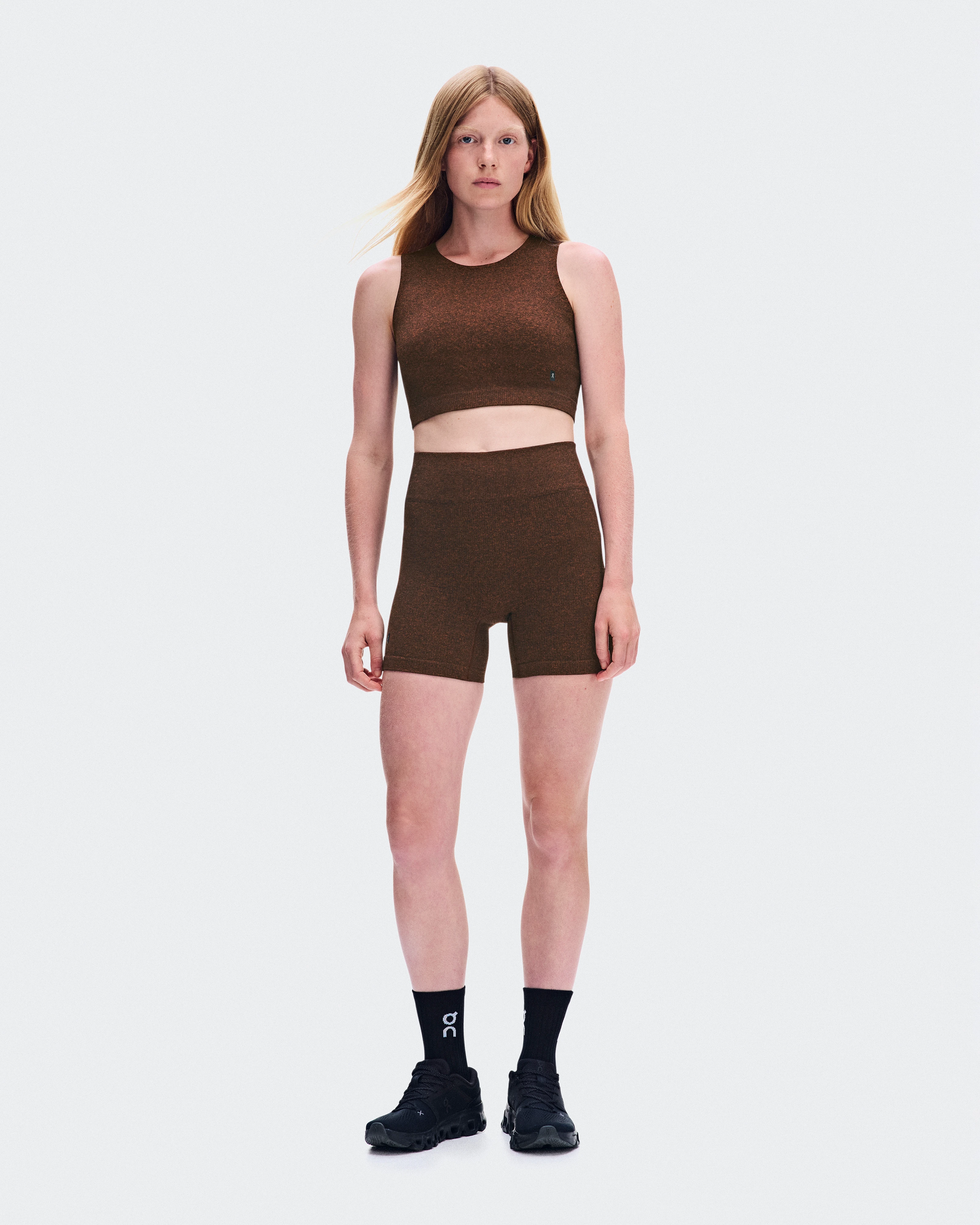 On Studio Knit Shorts Cinnamon Heather Femme Leggings