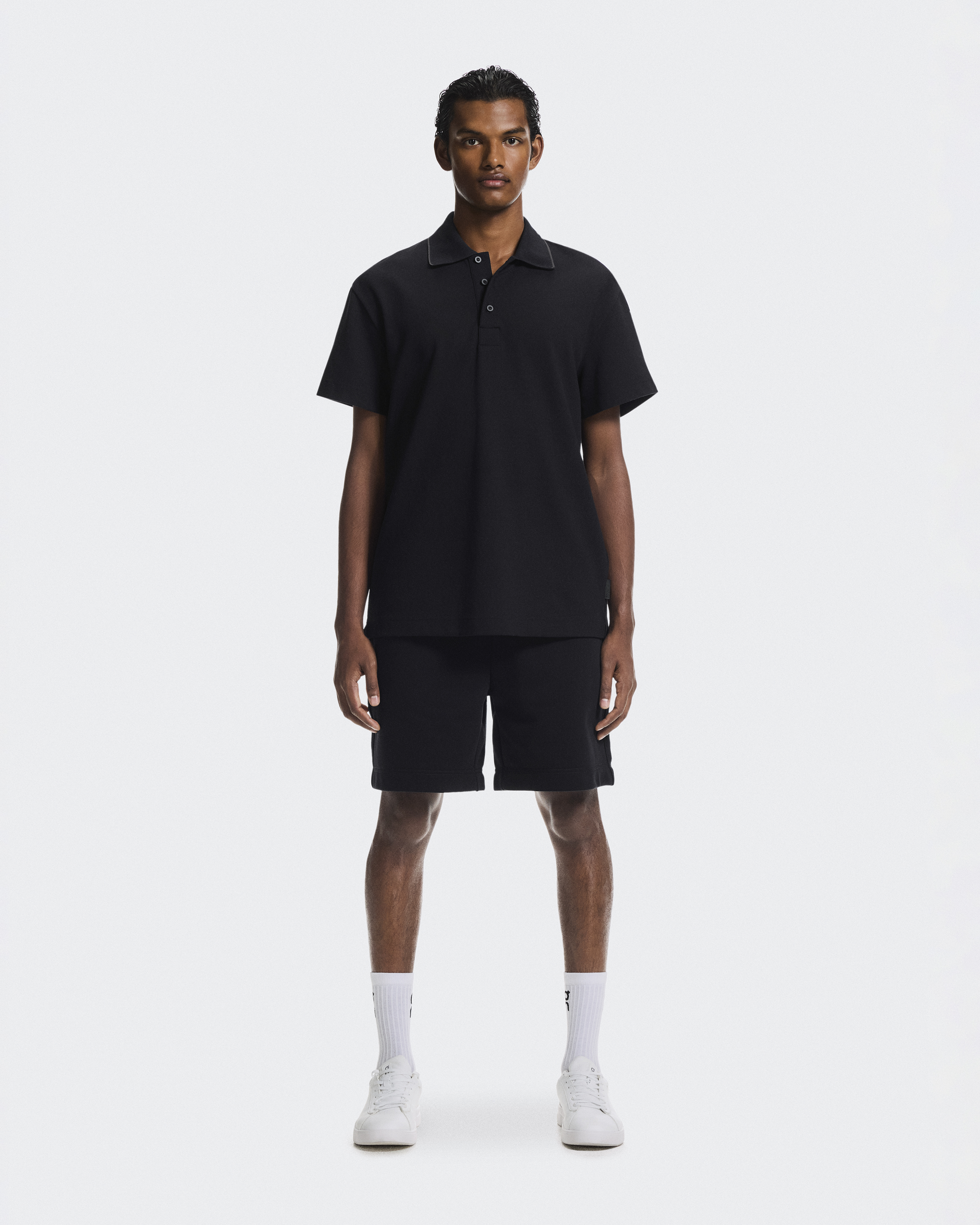Courtside Polo Short-Sleeve Shirt in Black/Eclipse