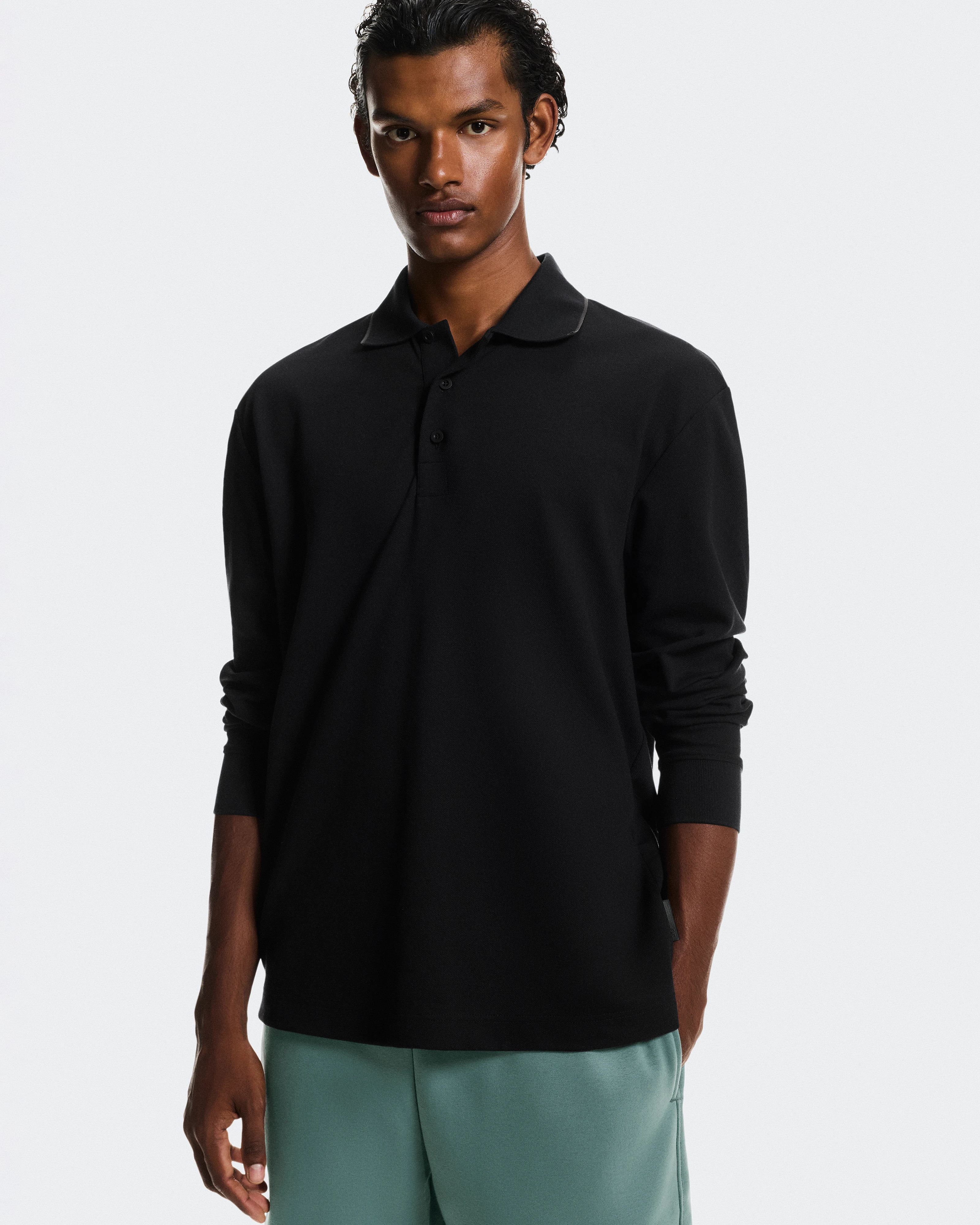 On Courtside Long-T Polo Black & Eclipse Men Tops and t-shirts