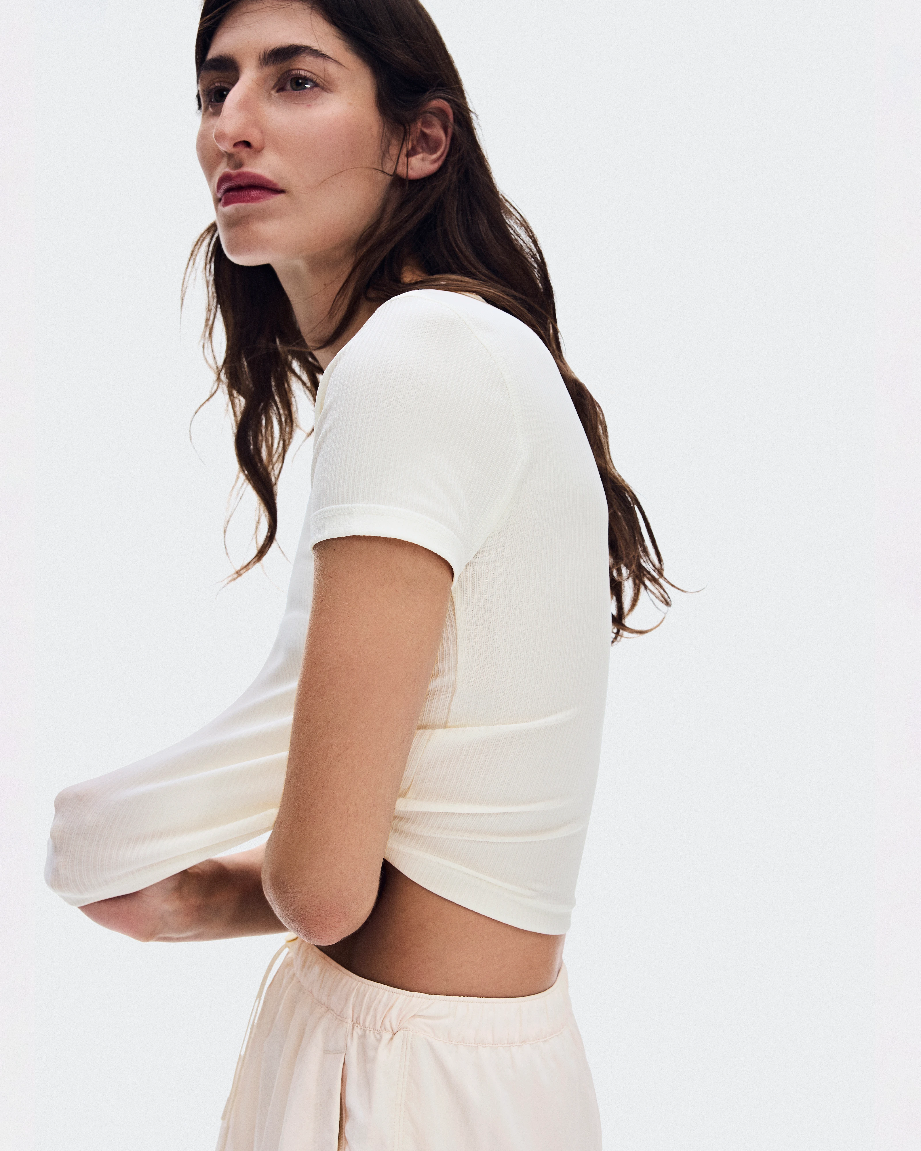 On All-Day Ribbed T-Shirt Ivory Donna Maglie e magliette