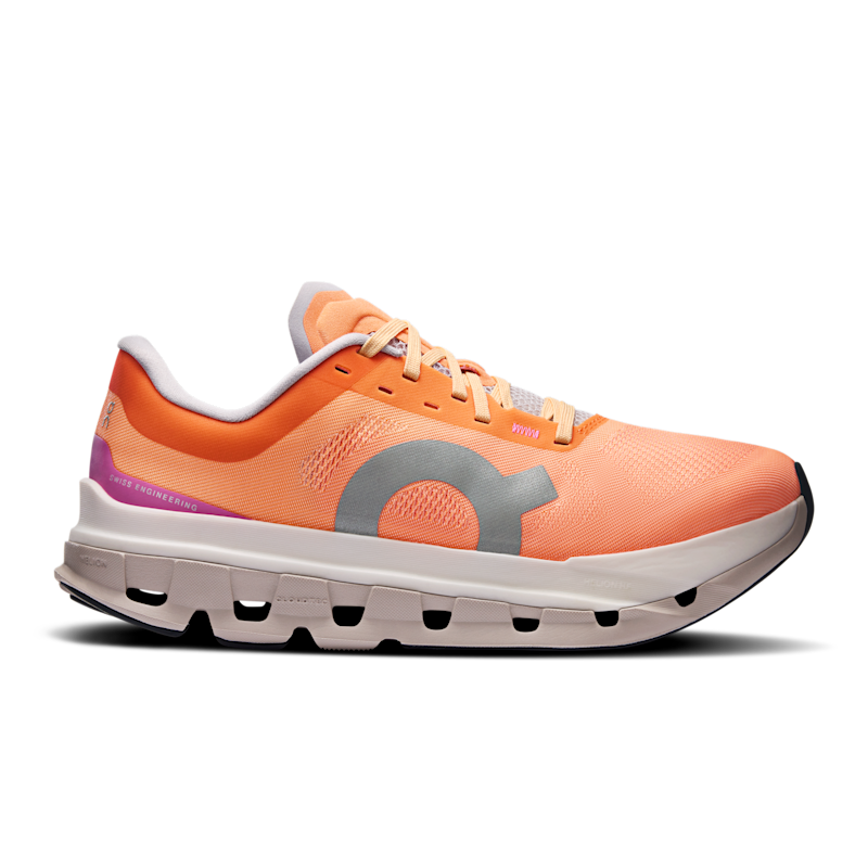On Women's Cloudflow 5 Road Running Shoe in Tangerine/Silver, Size: 7, Recycled Polyester