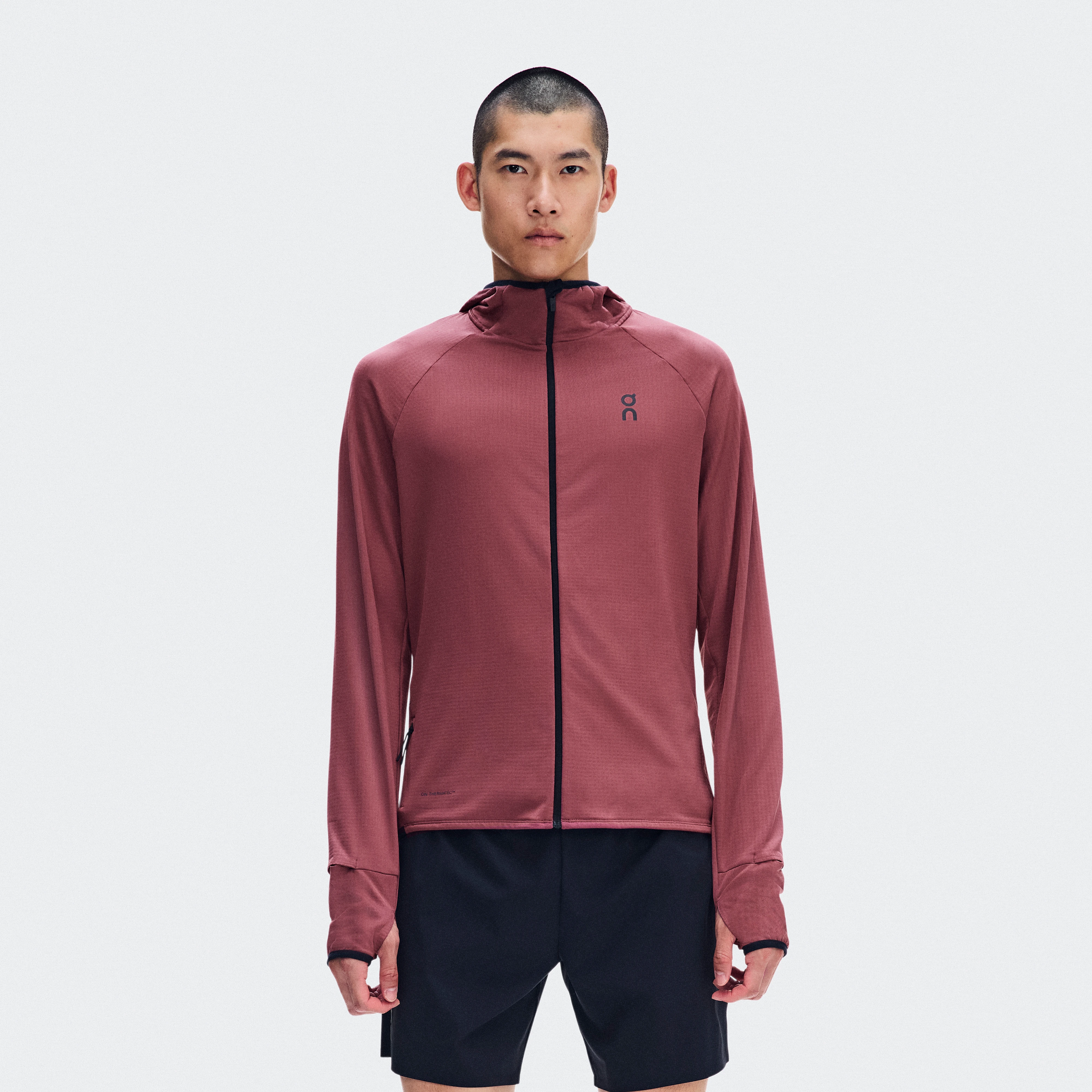 On Climate Zip Hoodie Barberry Men – Cool weather running Hoodies and sweatshirts