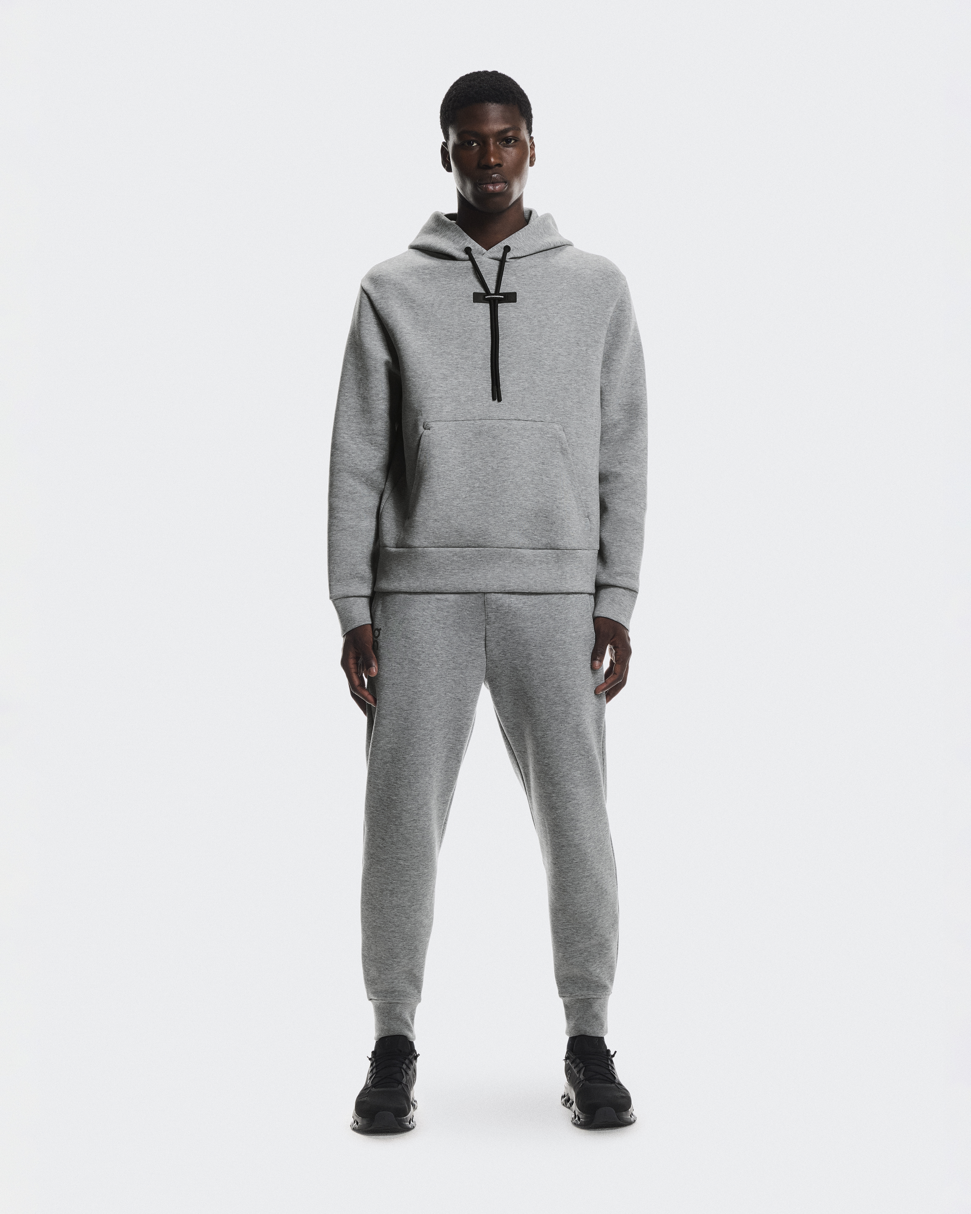 On Men's Focus Tech Hoodie in Basalt, Size: Large, Polyester