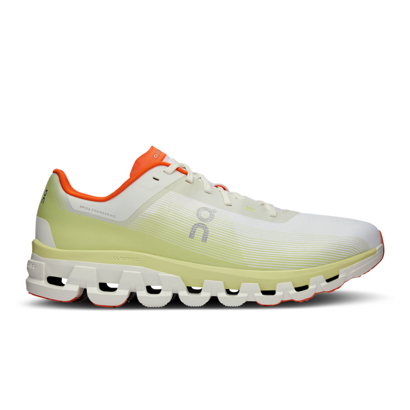 On Men's Cloudflow 4 Road Running Shoe in White/Hay, Size: 10, Recycled Polyester