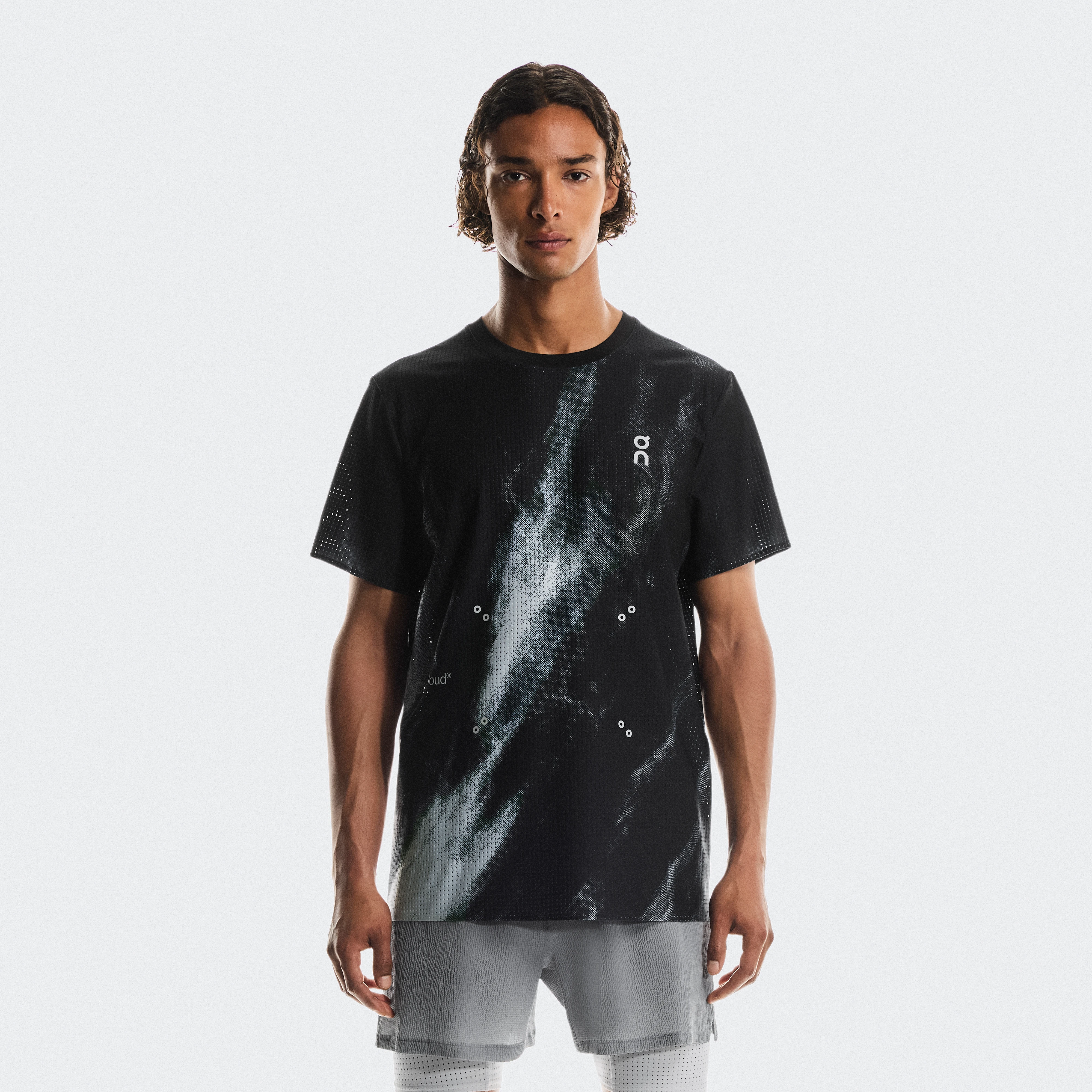 On Pace Mesh-T Black Grey Men Men – Running, lightweight, CleanCloud® Tops and t-shirts