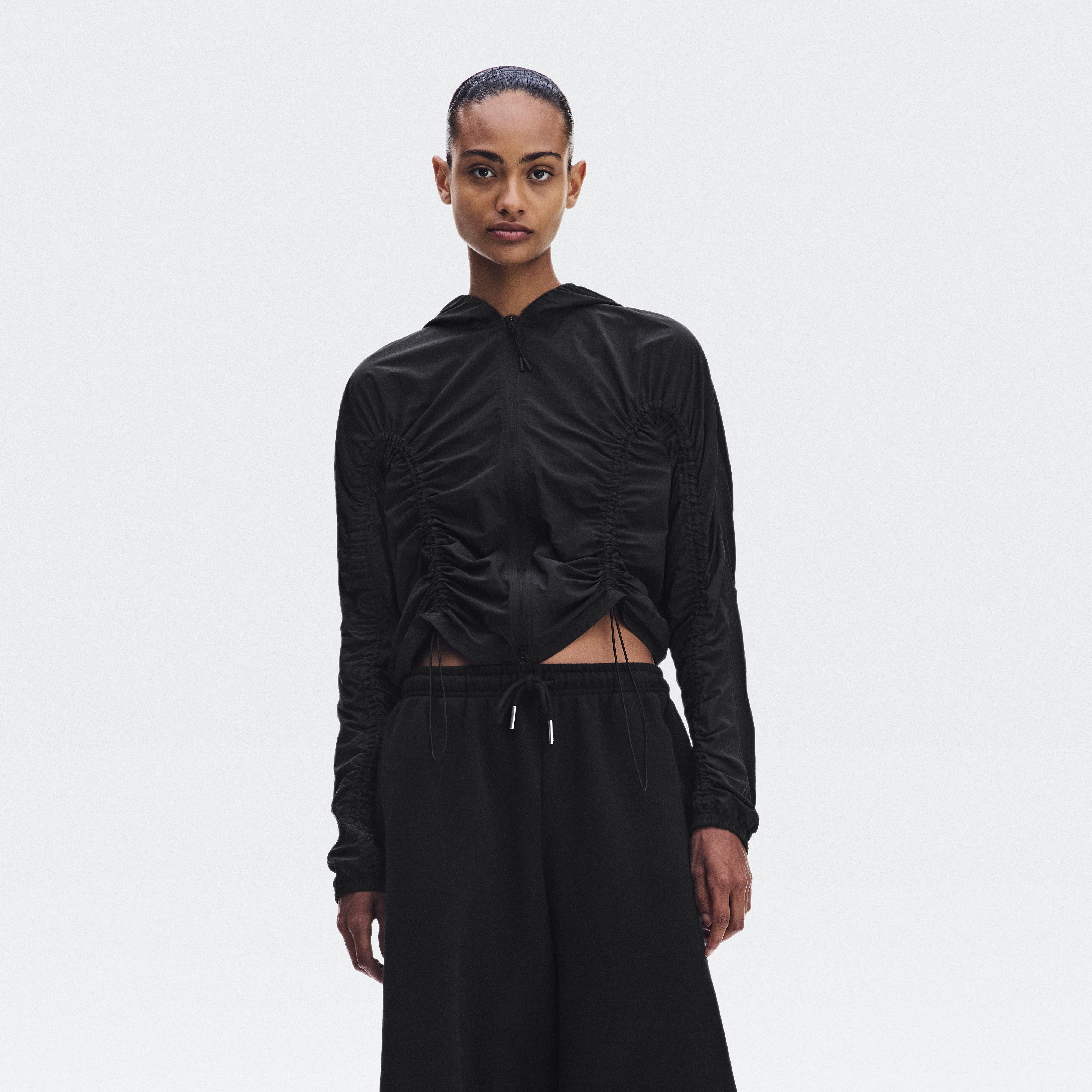 Ruched Lightweight Jacket in Black