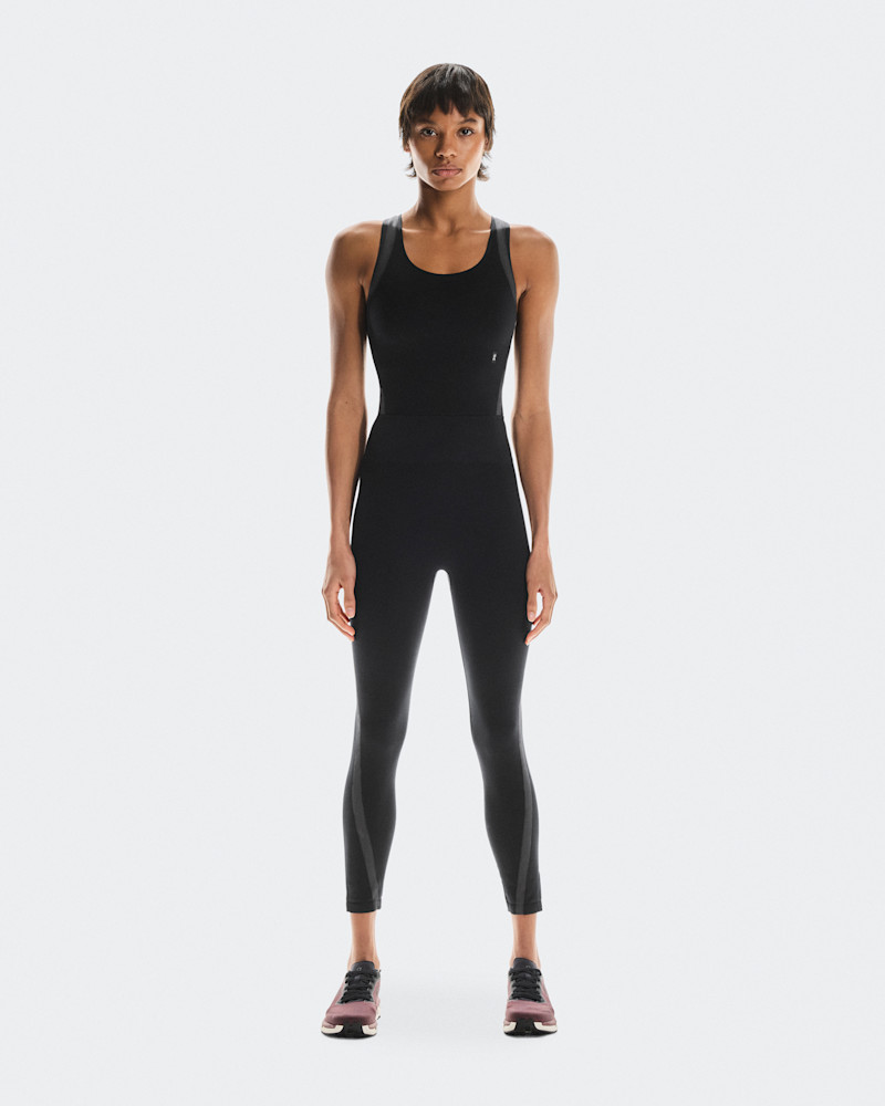 On Women's Studio Knit Bodysuit 7/8 in Black Eclipse, Size: Small, Polyamide Polyester