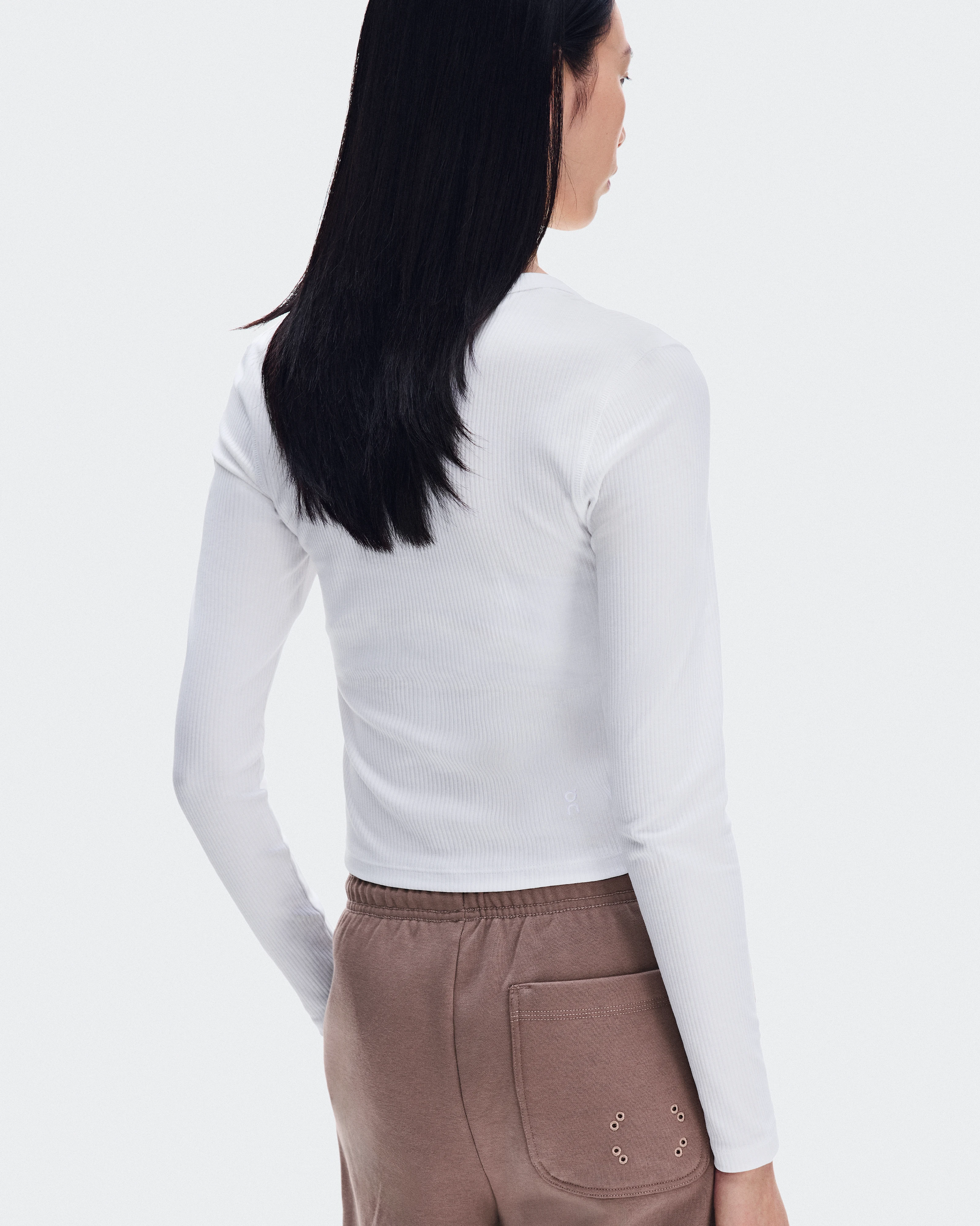 On All-Day Ribbed Long-T White Women Tops and t-shirts