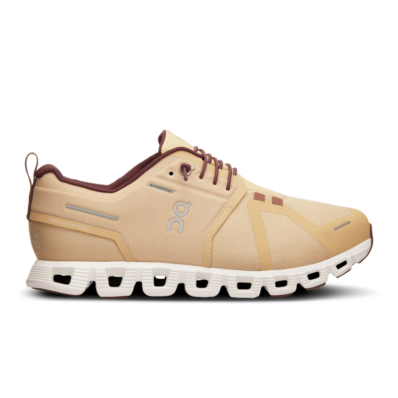 On Women's Cloud 5 Waterproof Lifestyle Shoe in Savannah/Ivory, Size: 8.5, Recycled Polyester