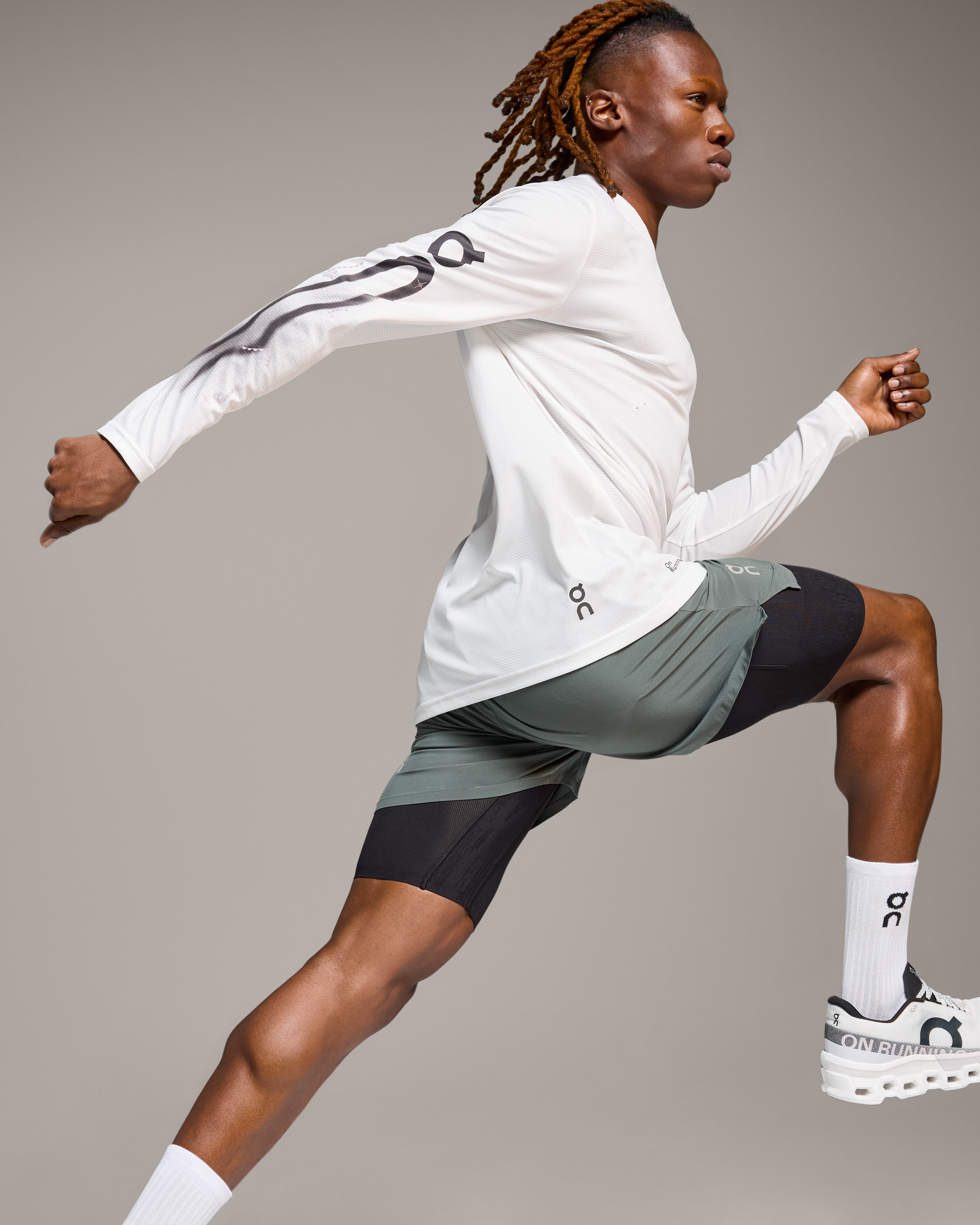 On Pace Long-T Undyed-White Herren Oberteile