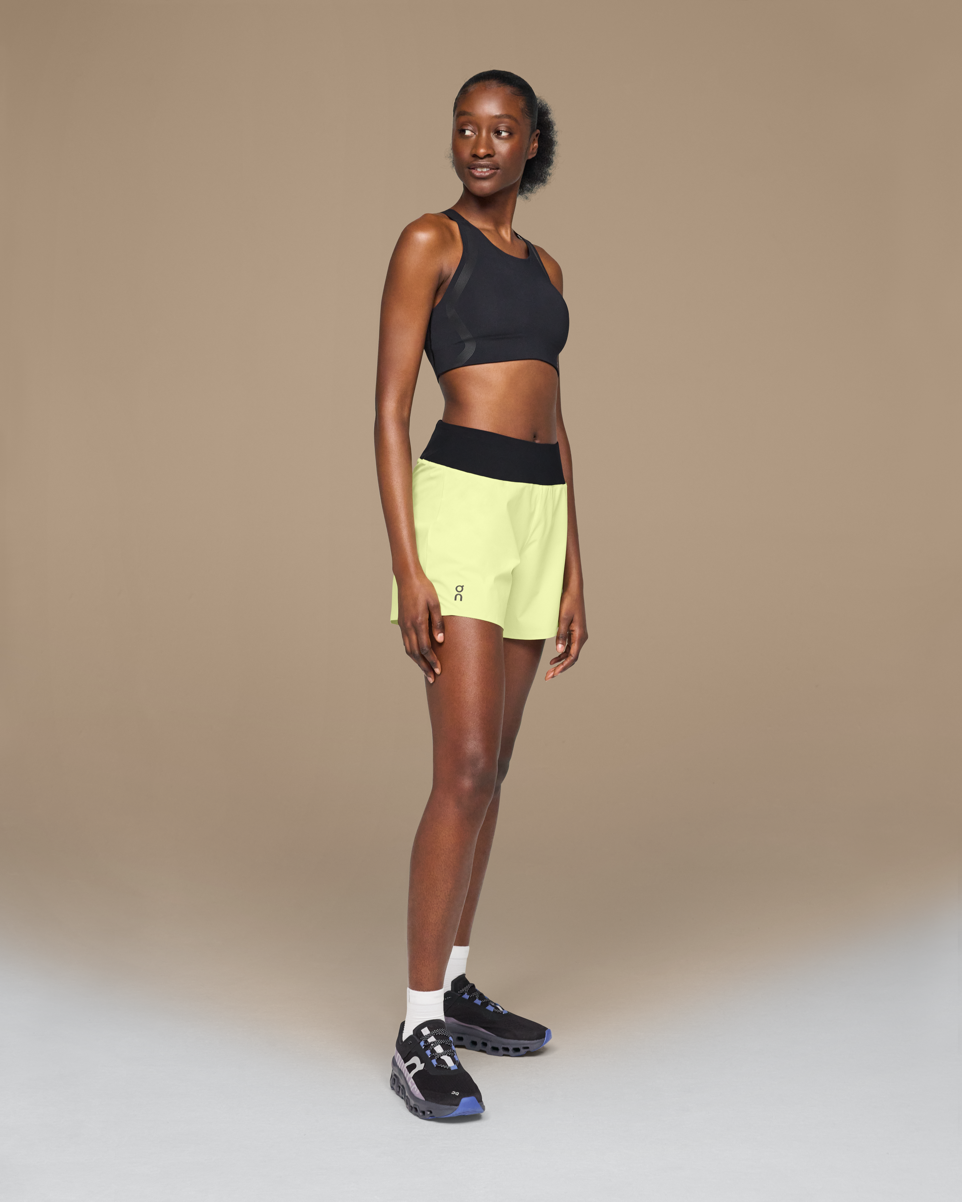 Women's 5 Running Shorts, Hay & Black