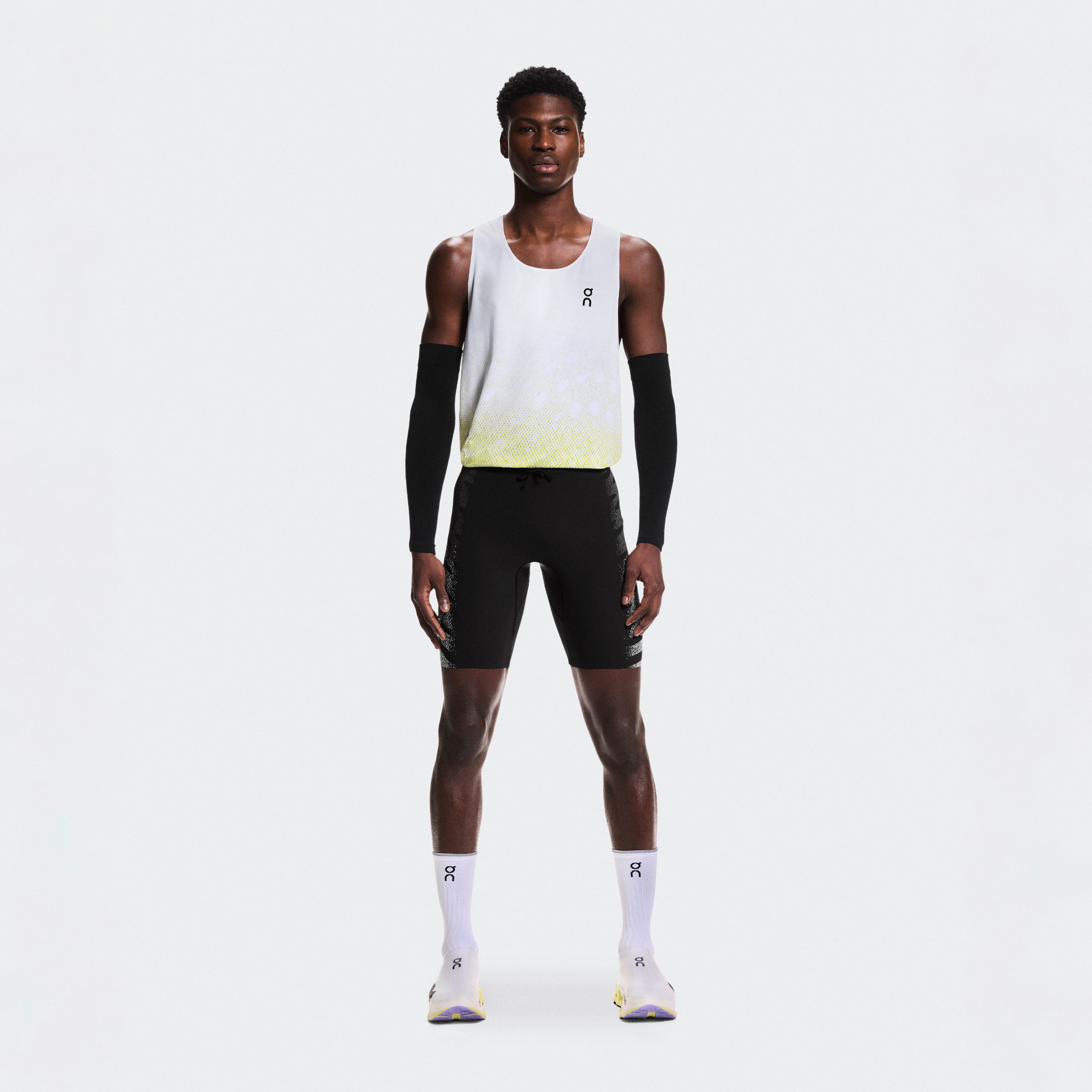 On Zero Half Tights Grey White Men Men – Race-day running Tights Shorts