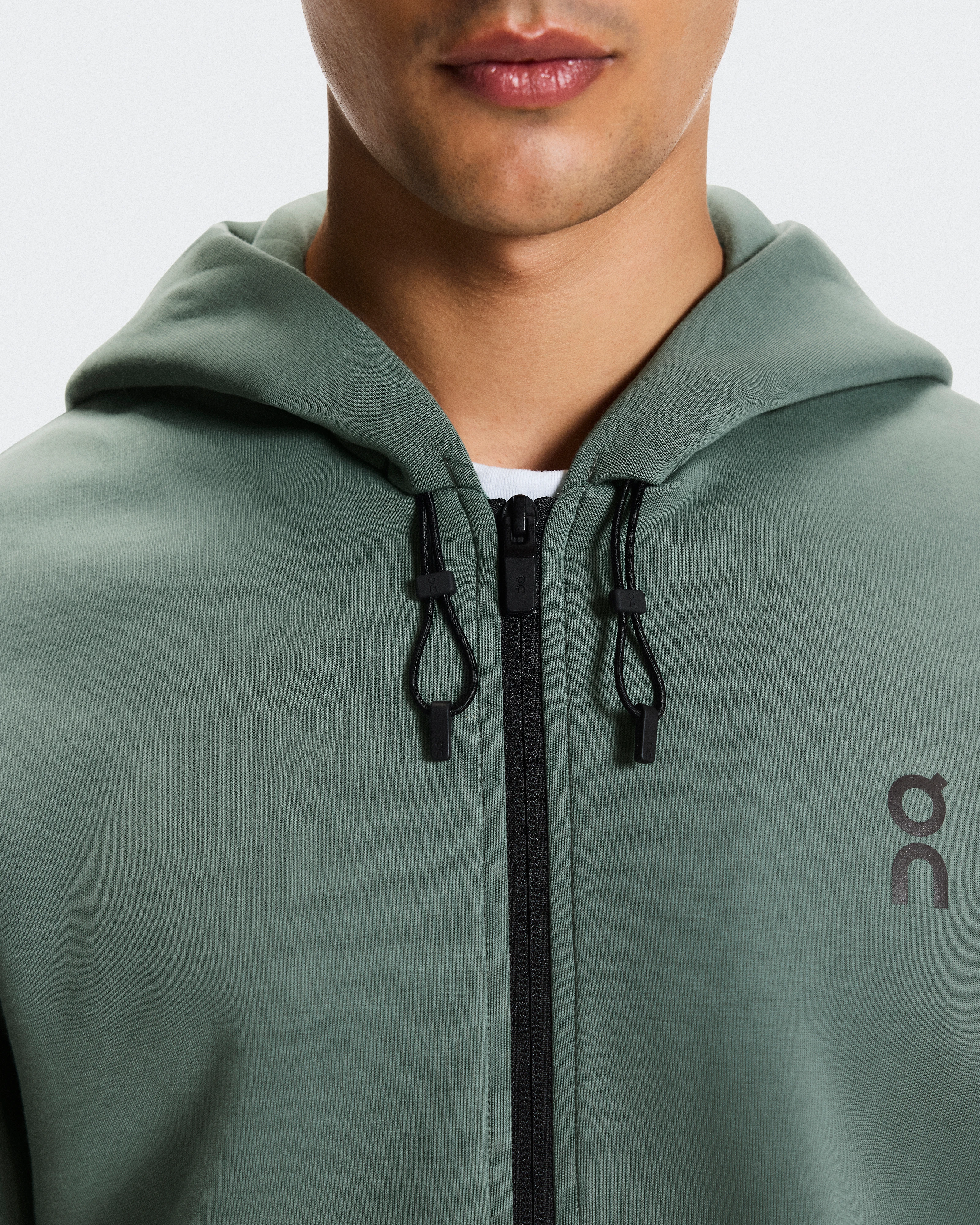 On Focus Tech Zip Hoodie Olive Masculino Moletons