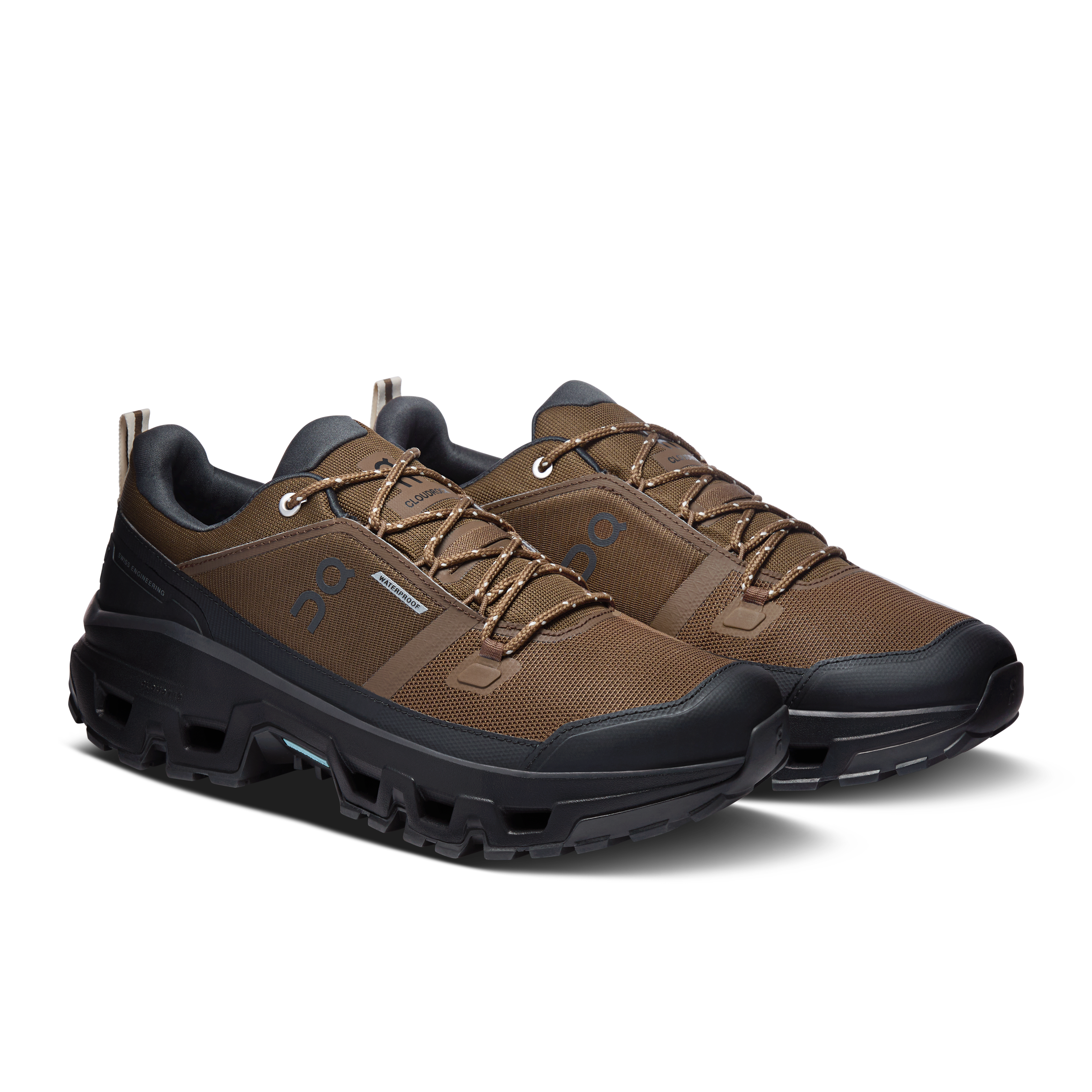 On Cloudrock Low Waterproof Earth & Black Men Hiking Shoes