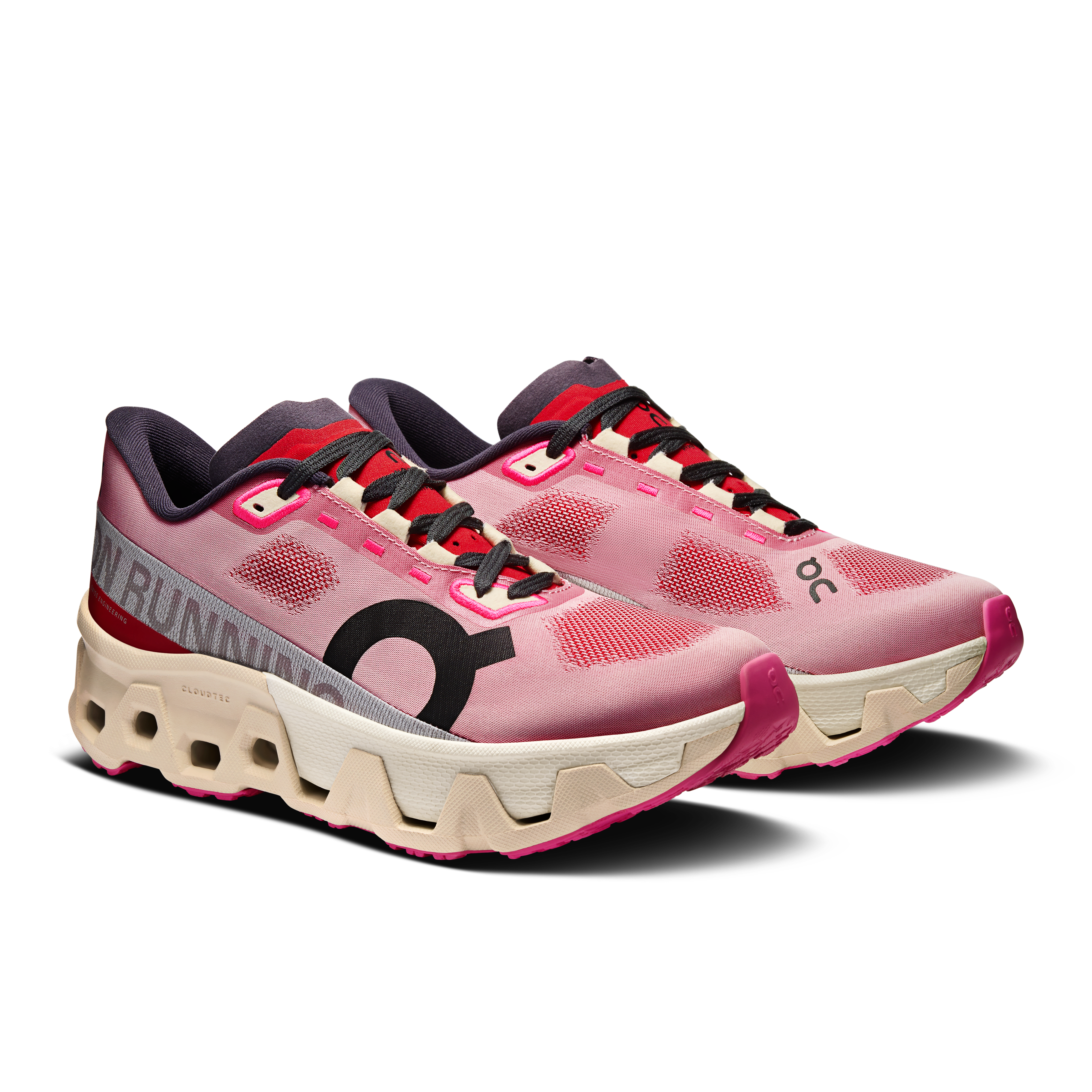 On Cloudmonster Hyper Red & Cream Women Road running Shoes