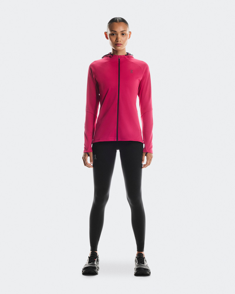 On Women's Climate Zip Hoodie in Grenadine, Size: XXL, Polyester/Polyamide
