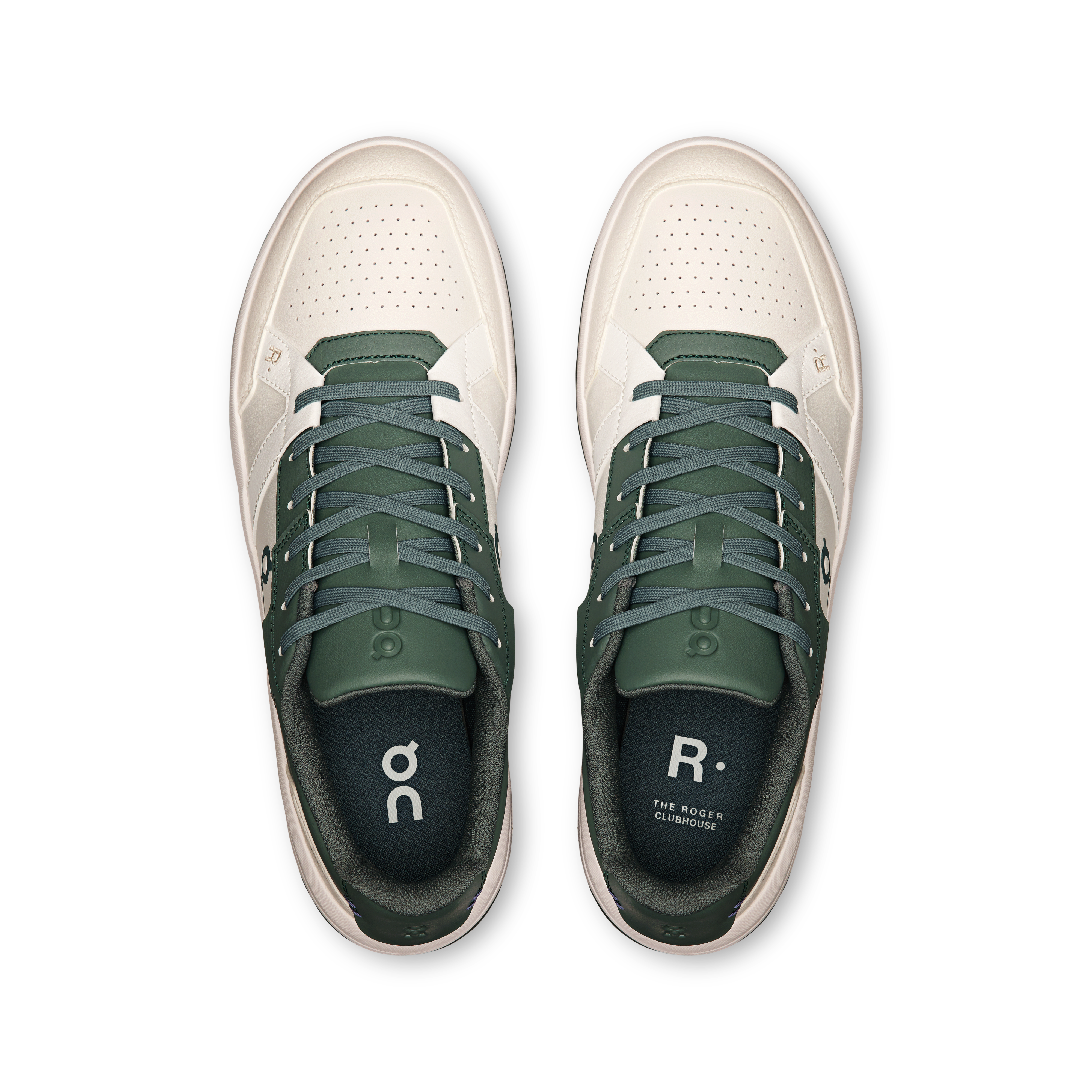 On THE ROGER Clubhouse White & Olive Men Tennis Shoes