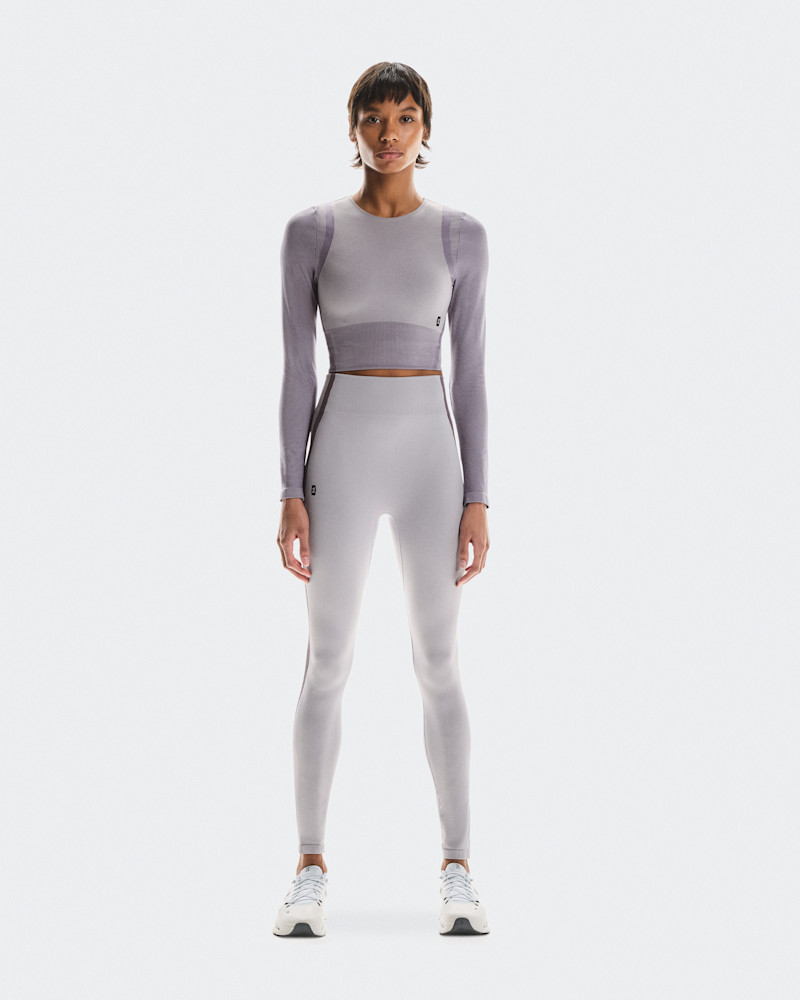 On Women's Studio Knit Tights in Lilac/Cosmos, Size: Medium, Polyamide Polyester