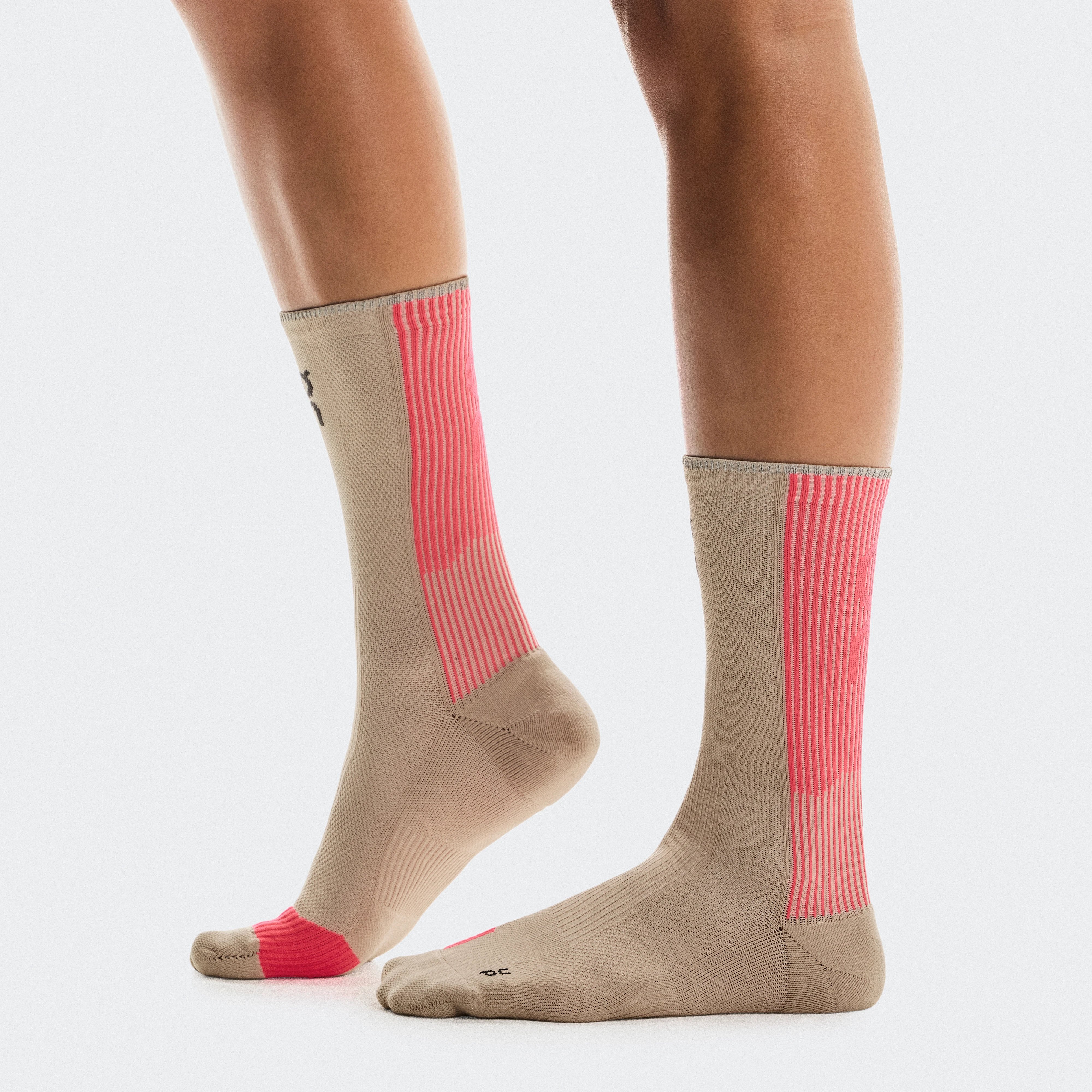 On Performance Run Sock High Beige Rosa Unisex Unisex – Laufsport, atmungsaktiv, gedämpft Socken