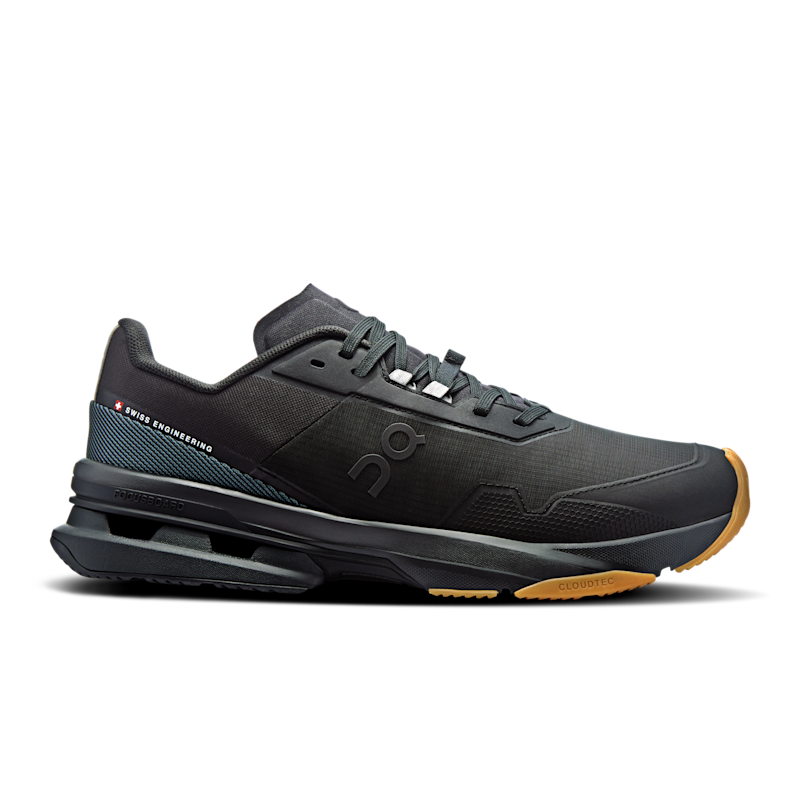 On Men's Cloudpulse Pro Shoe in Black/Rock, Size: 11.5, Recycled Polyester