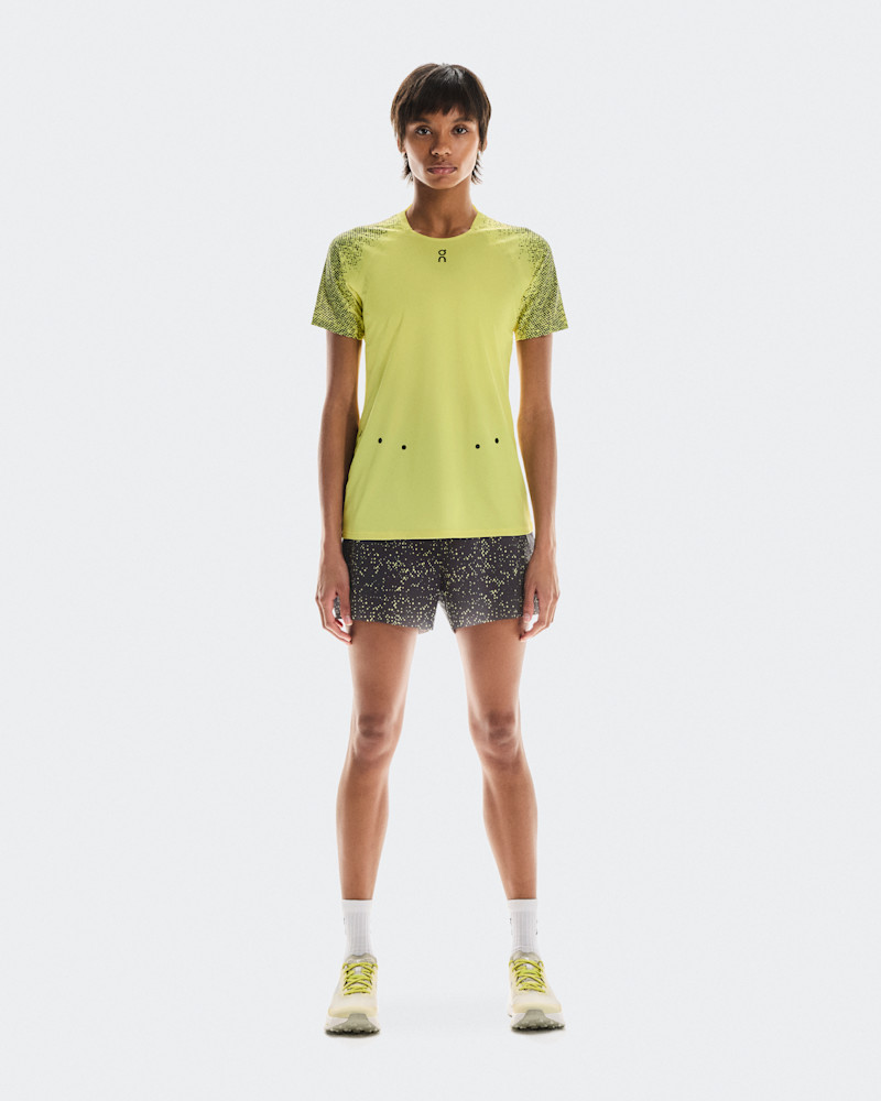 On Women's Ultra Shorts in Iron/Lime, Size: Medium, Polyamide Polyester Mesh