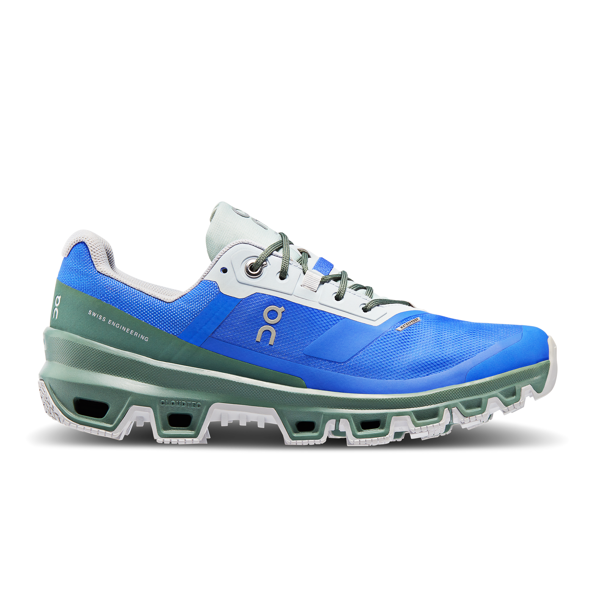 On Cloudventure Waterproof Blau Grün Damen Damen – Trailrunning, 100 % wasserdicht, Missiongrip™ Schuhe
