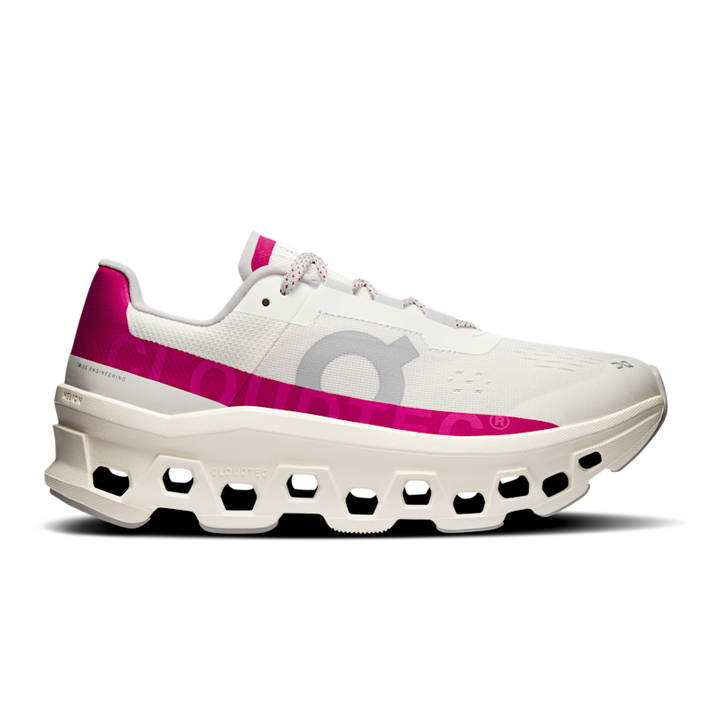 On Cloudmonster Laufschuh für Frauen in Ivory/Grenadine, Größe: 36, Recycled Polyester