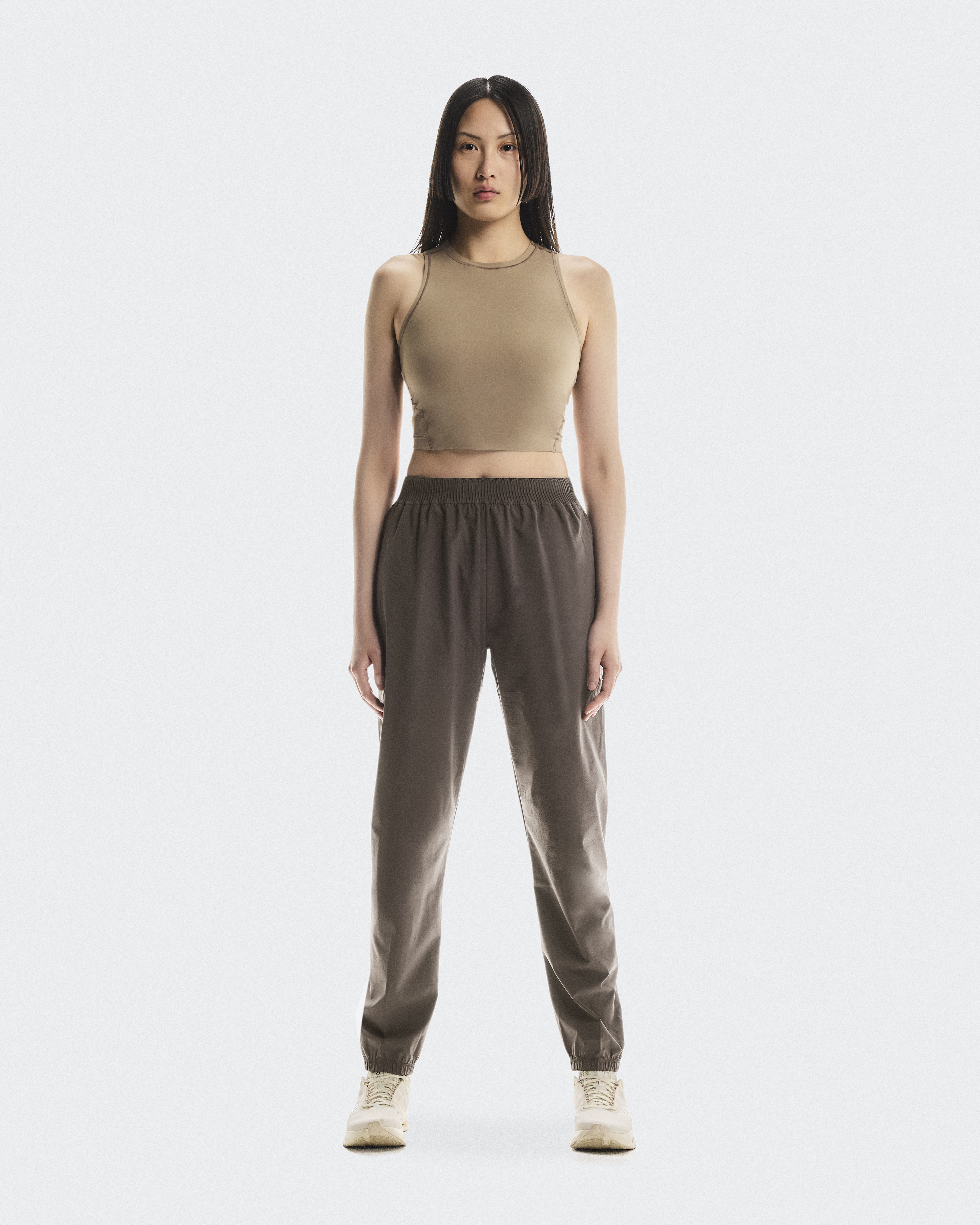 On Women's Studio Crop Tank in Ash, Size: XS, Polyester