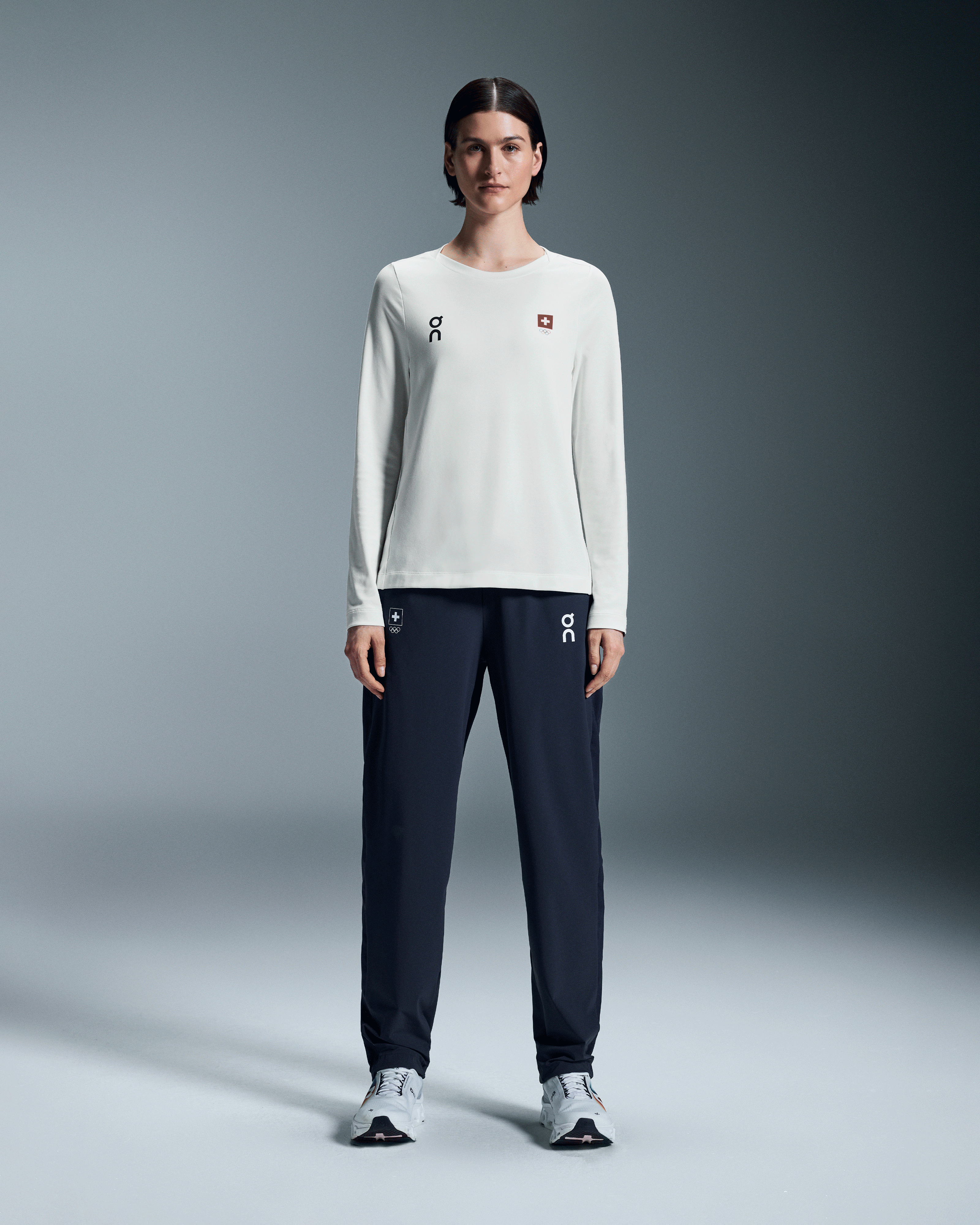 On Swiss Olympic Focus Long-T Undyed-White Women Tops and t-shirts