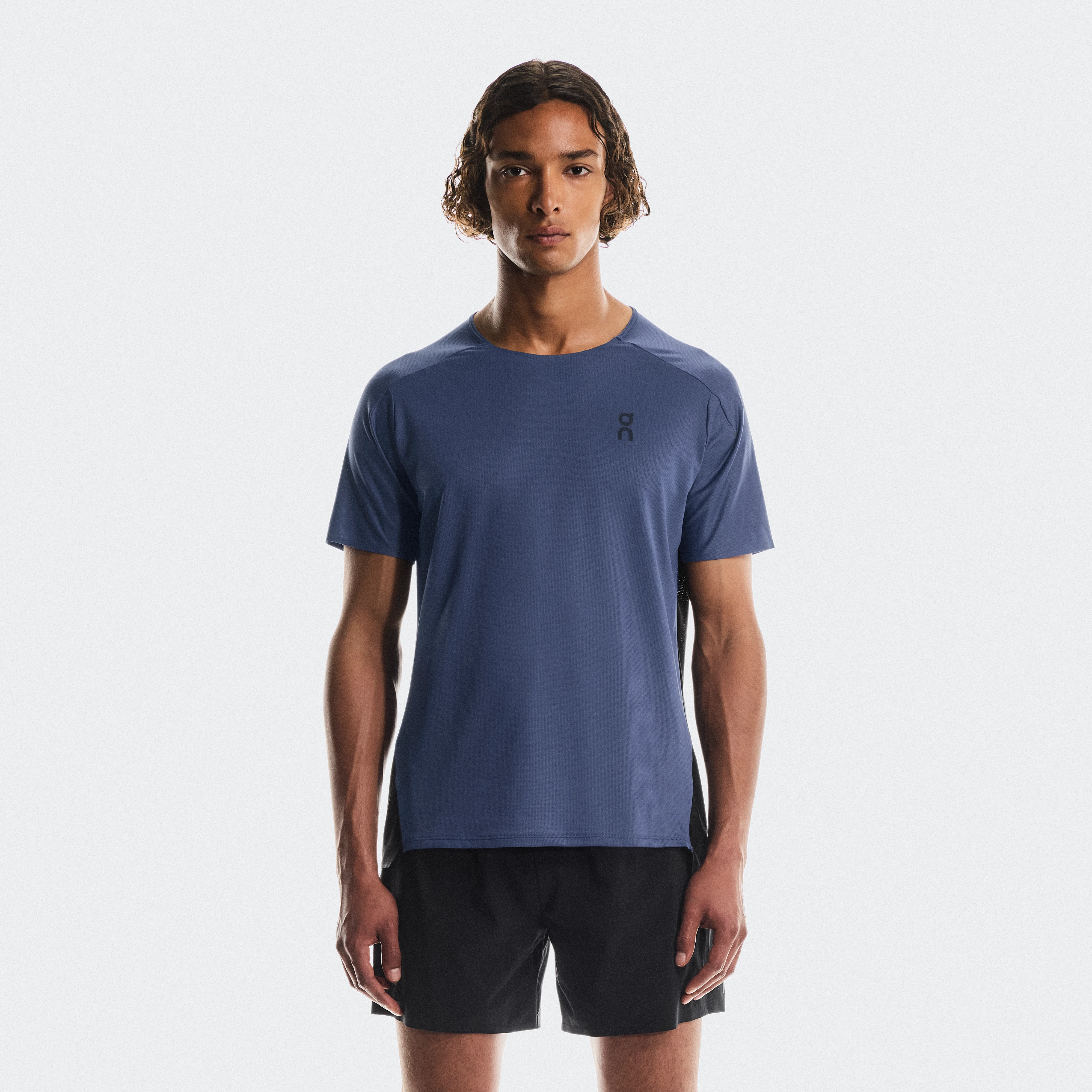 On Performance-T Blue Black Men Men – Road running, warm weather Tops and t-shirts