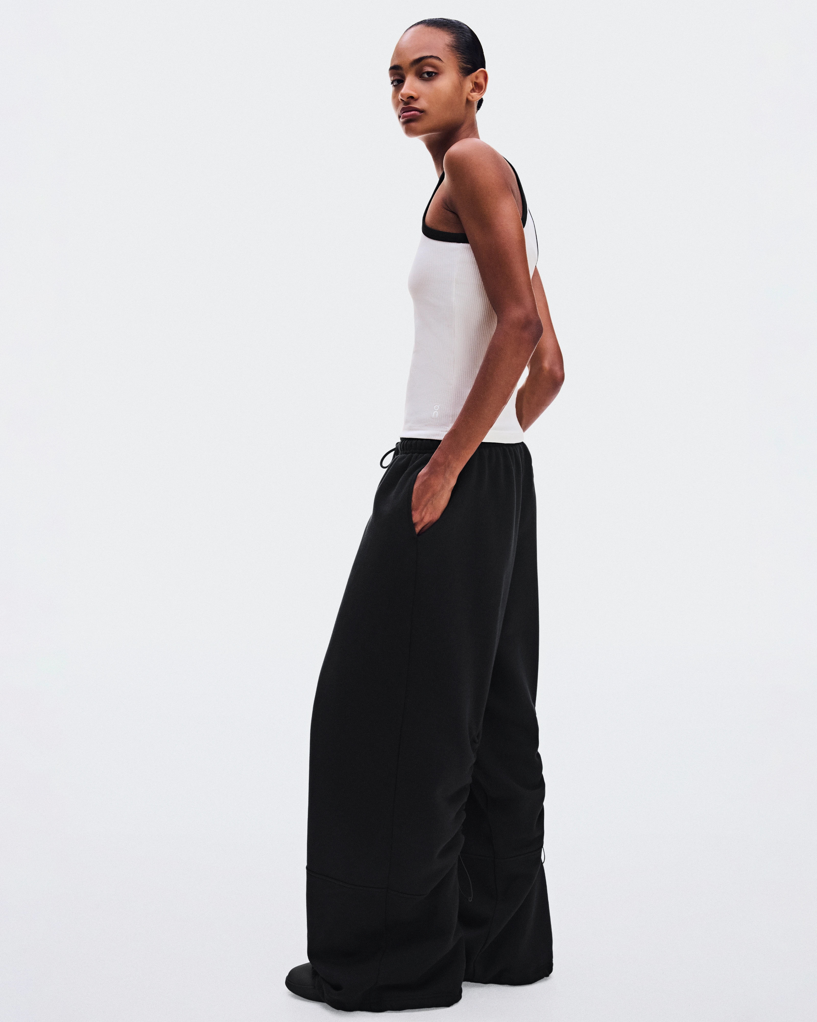 On All-Day Ribbed Tank Ivory & Black Women Tops and t-shirts