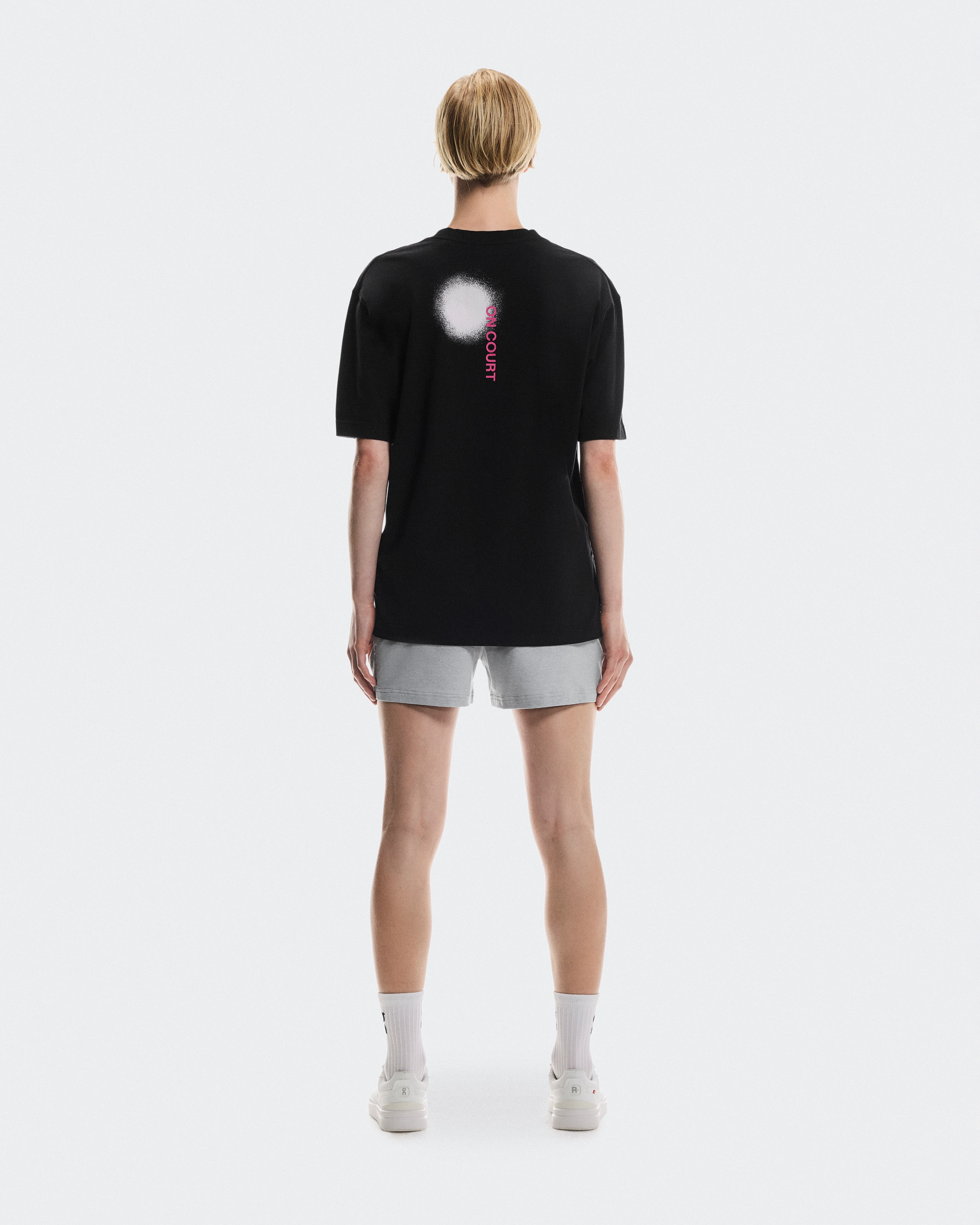 On Club-T Smash Black & Orchid Women Tops and t-shirts