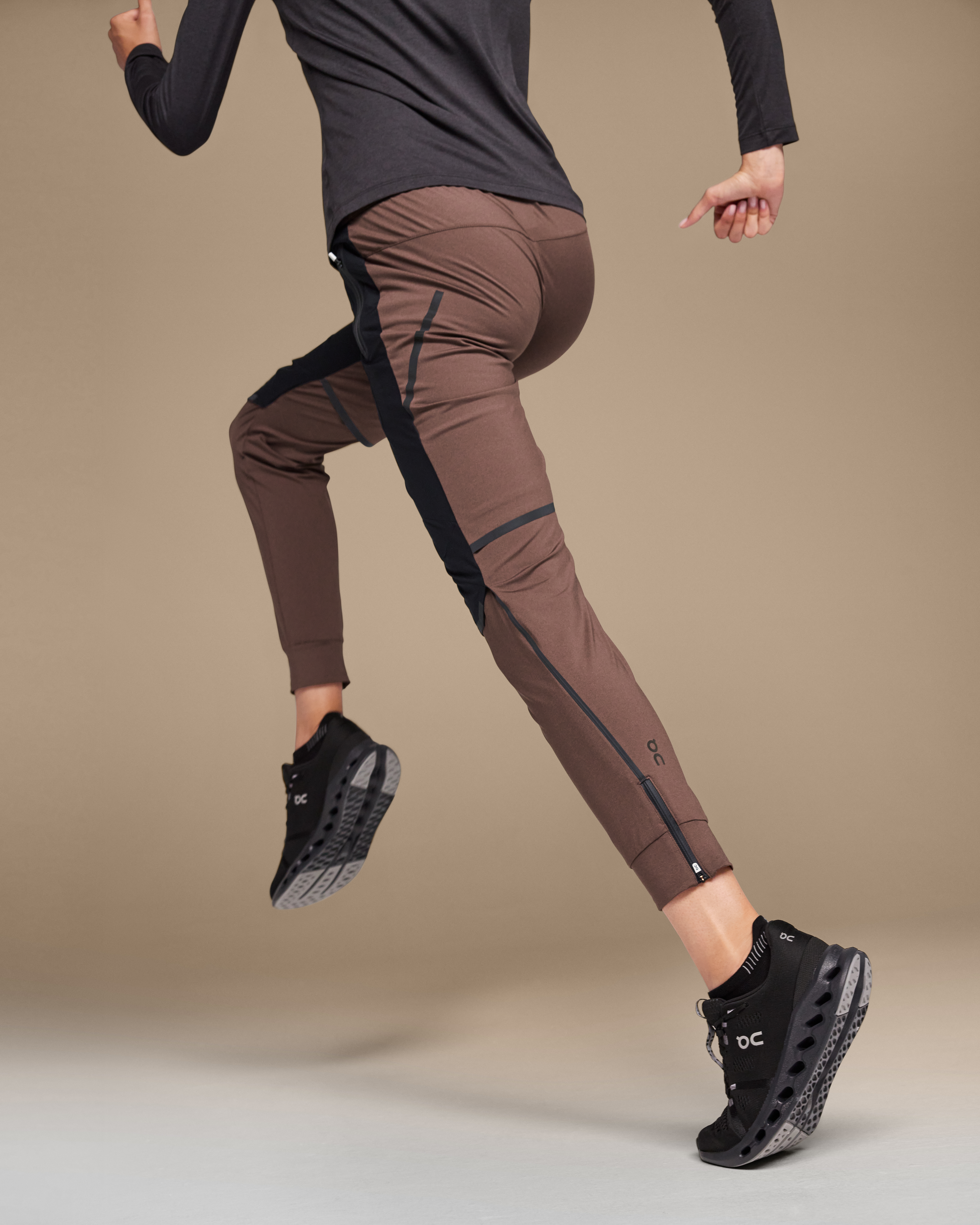 Women's Running Pants, Grape & Black