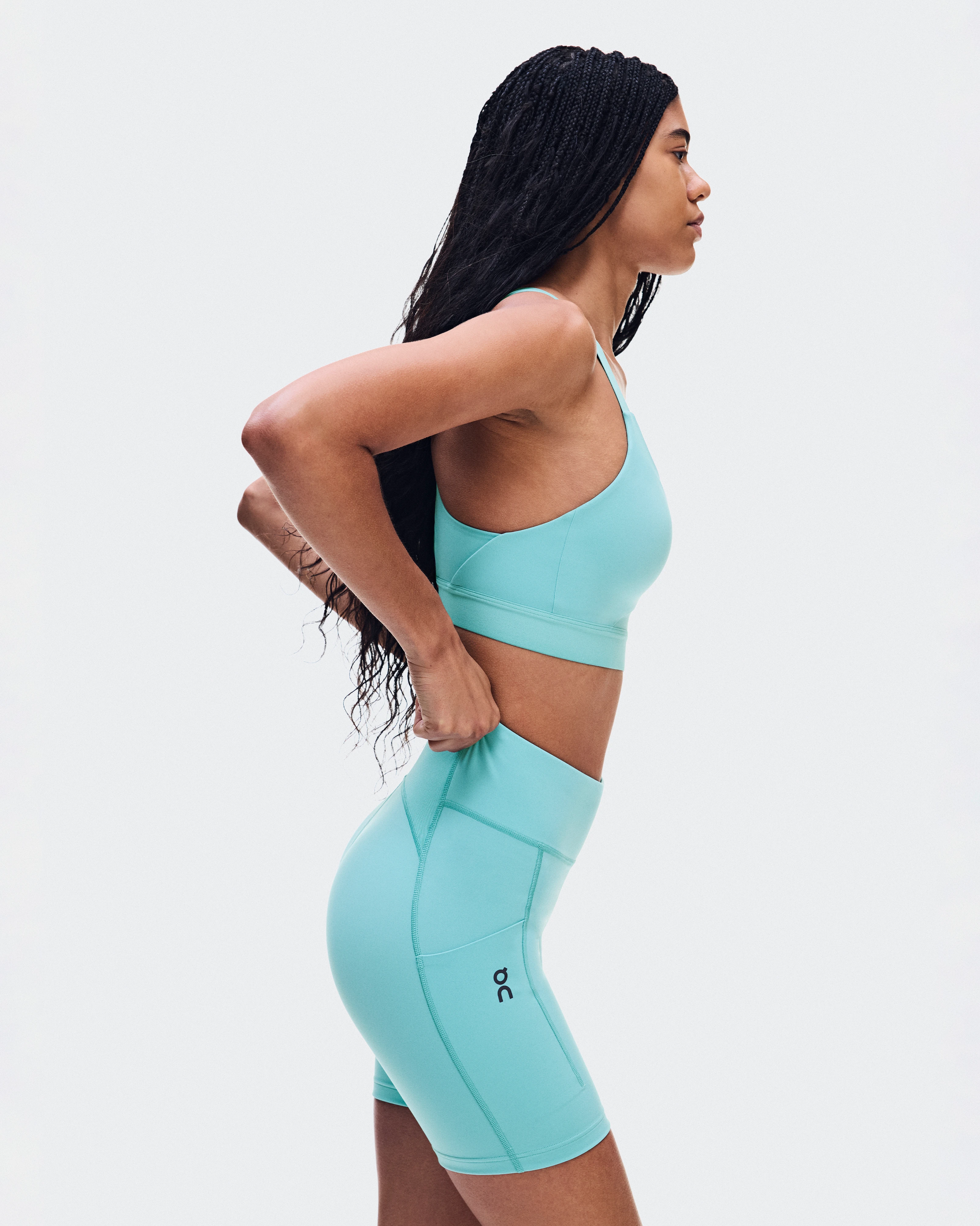 On Performance Tights Short Aquamarine Women Tights