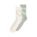 Liquid Logo Sock High 2P in Ivory/Tin