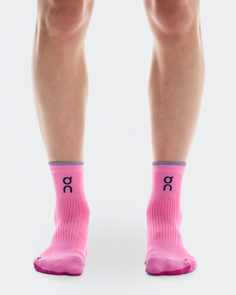 On Elite Run Sock Mid in Raspberry/Pink, Size: W 9.5-11, M 8-9.5, Polyamide Polyester