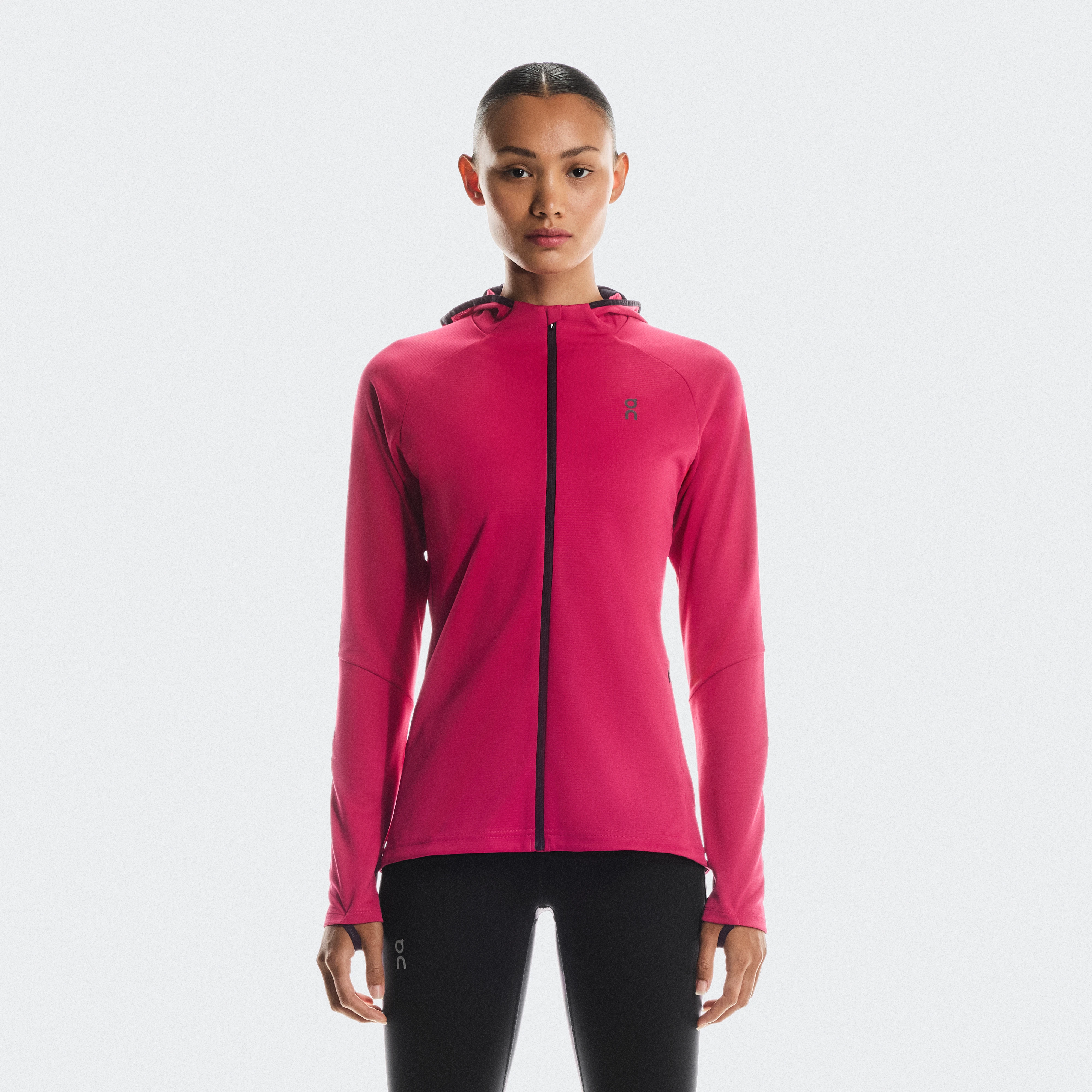 On Climate Zip Hoodie Pink Women Women – Cold weather runs, balaclava feature, insulating Hoodies and sweatshirts