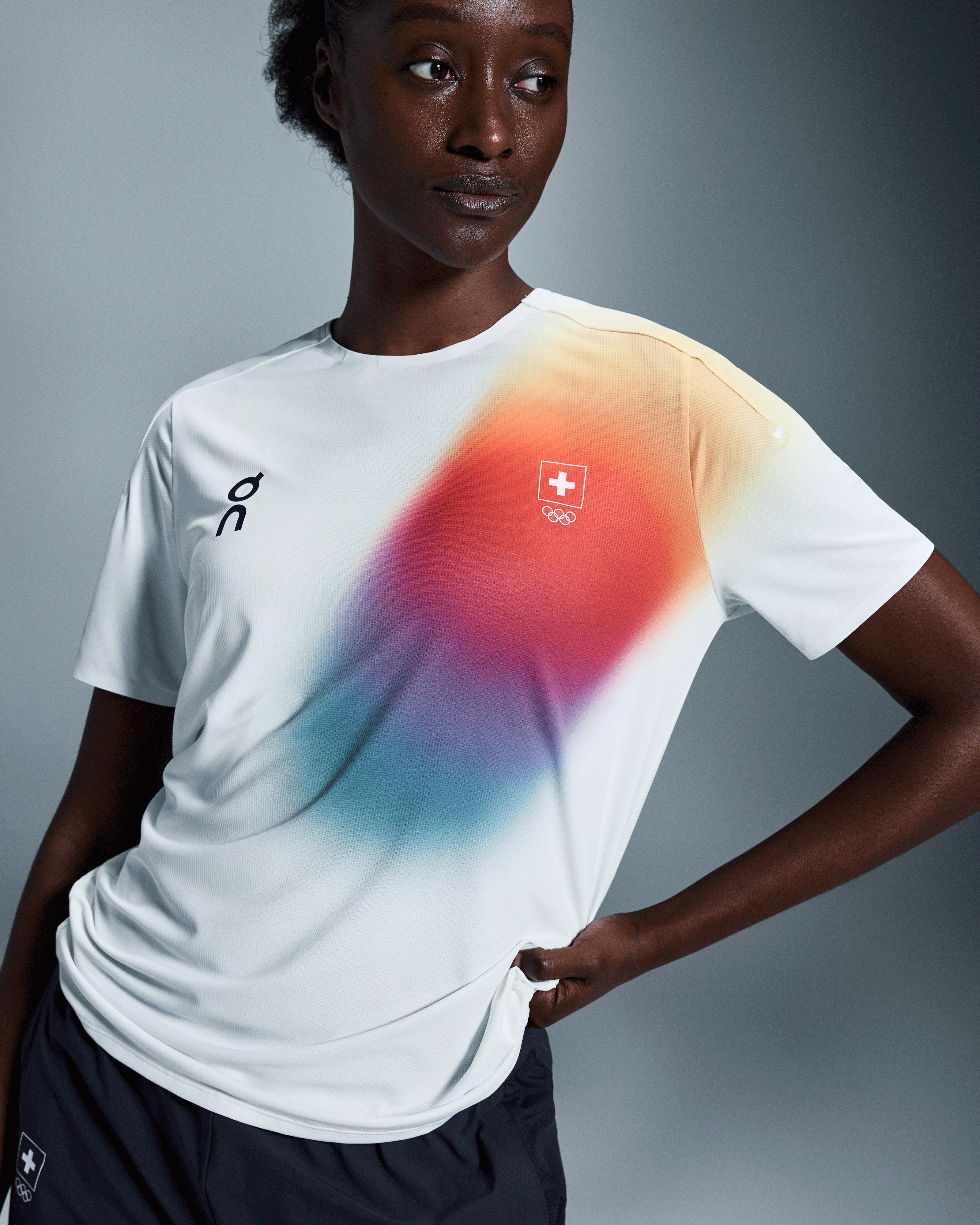 On Swiss Olympic Performance-T Undyed-White Women Tops and t-shirts