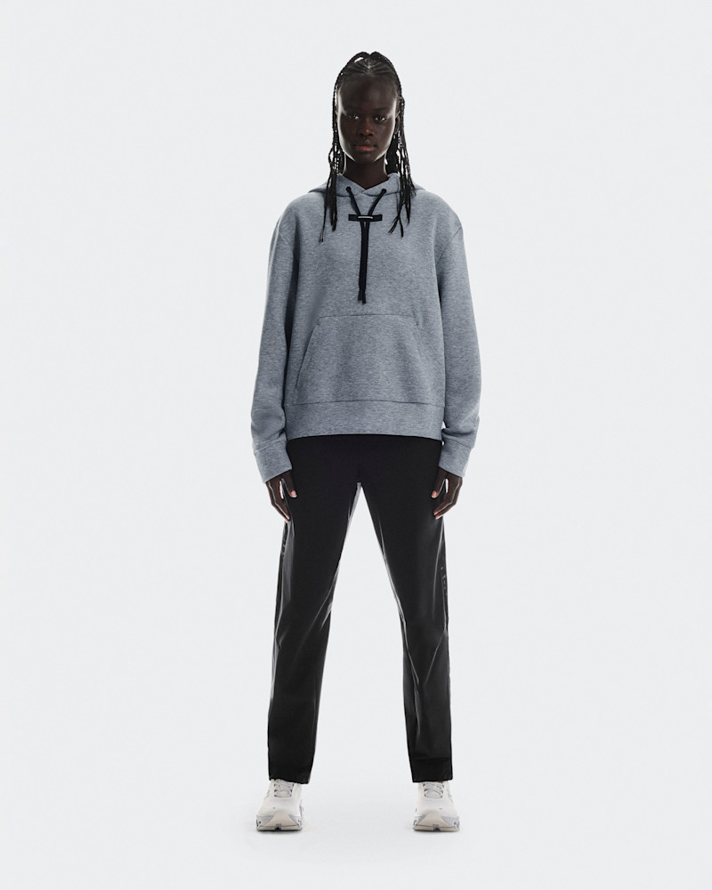 On Women's Focus Tech Hoodie in Basalt, Size: Small, Polyester