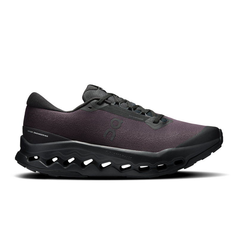 On Men's Cloudsurfer Trail 2 Waterproof Running Shoe in Black/Black, Size: 12, Recycled Polyester