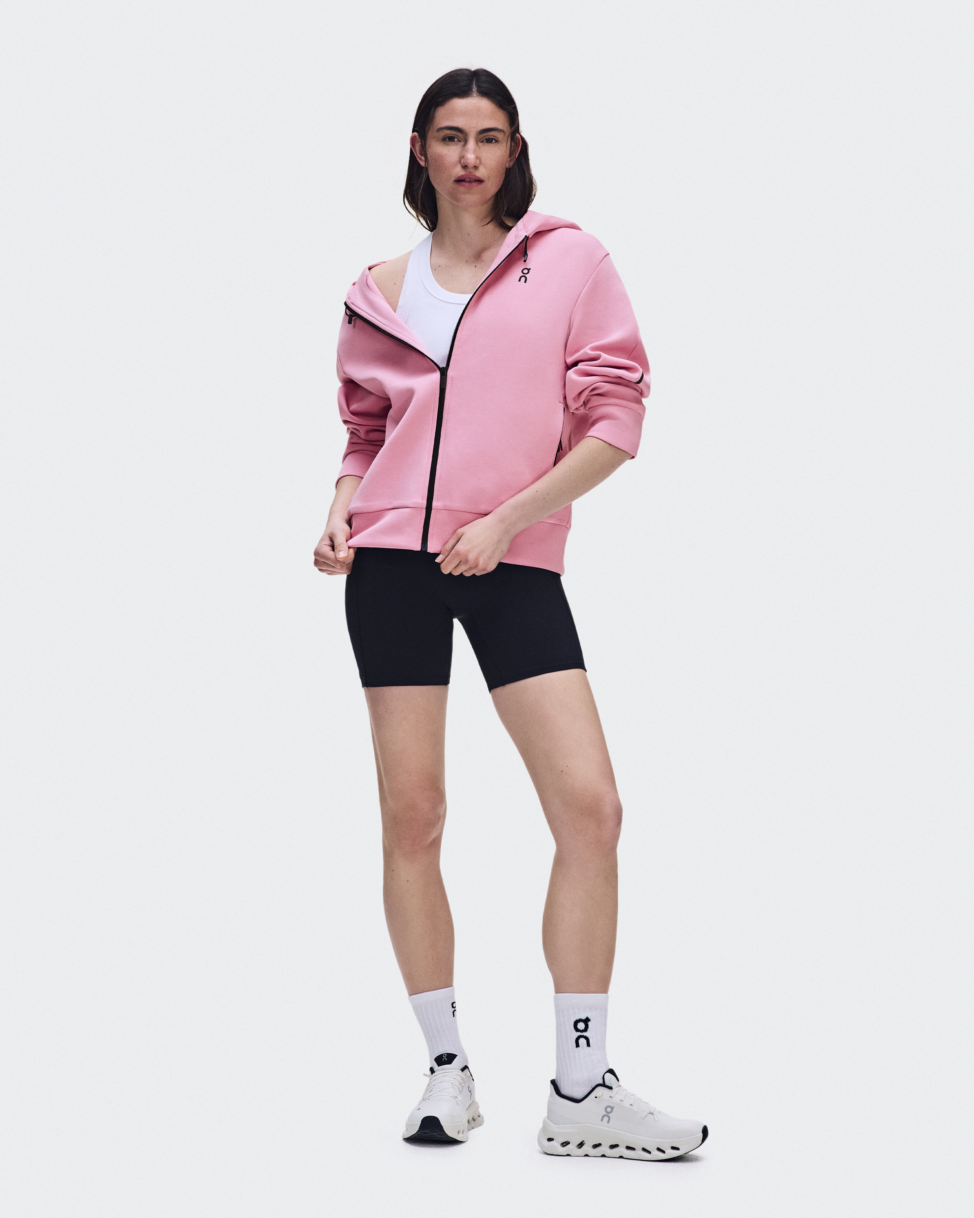 Focus Tech Zip Hoodie in Magnolia