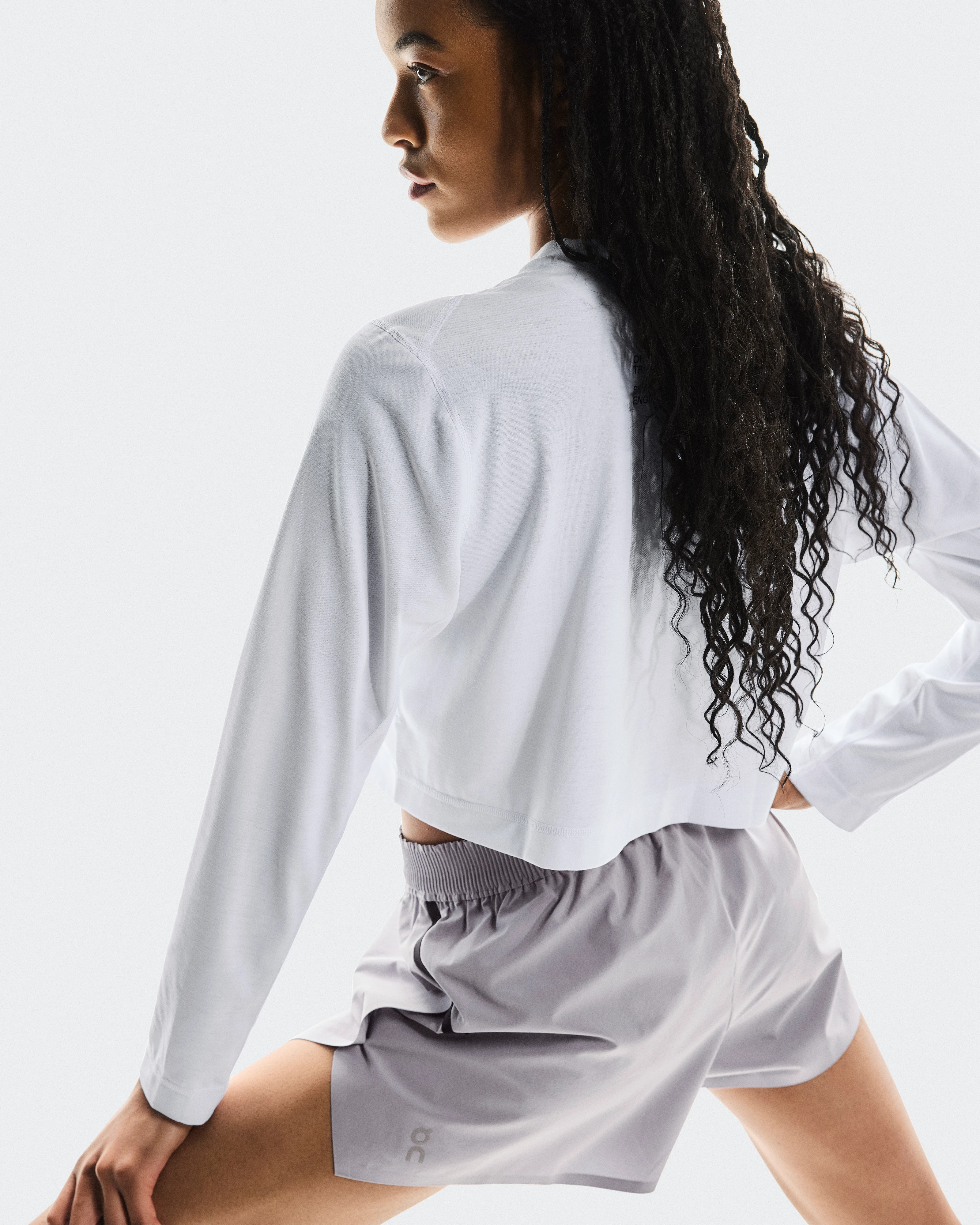 On Train Long-T Crop Graphic White Women Tops and t-shirts