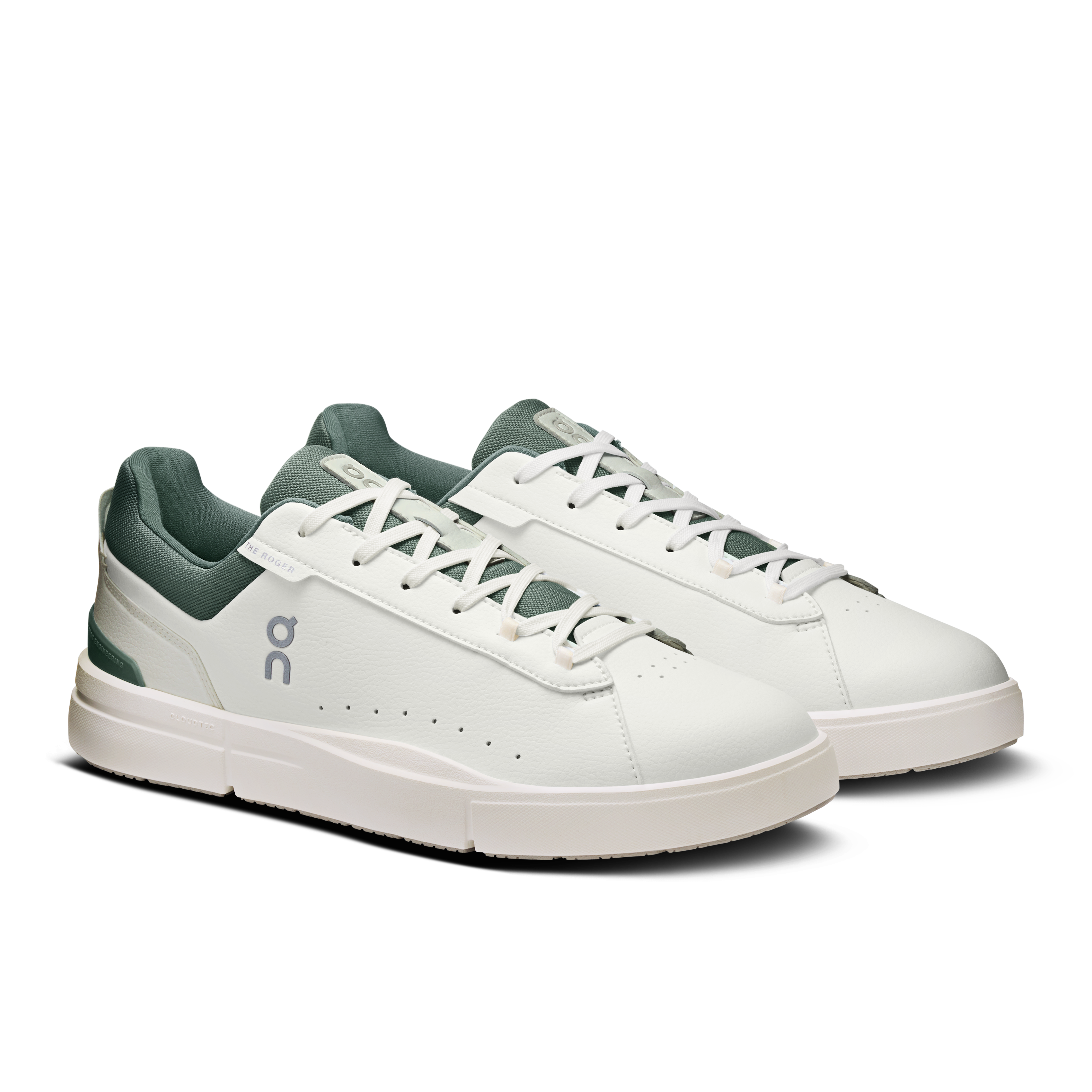 On THE ROGER Advantage White & Olive Men Tennis Shoes